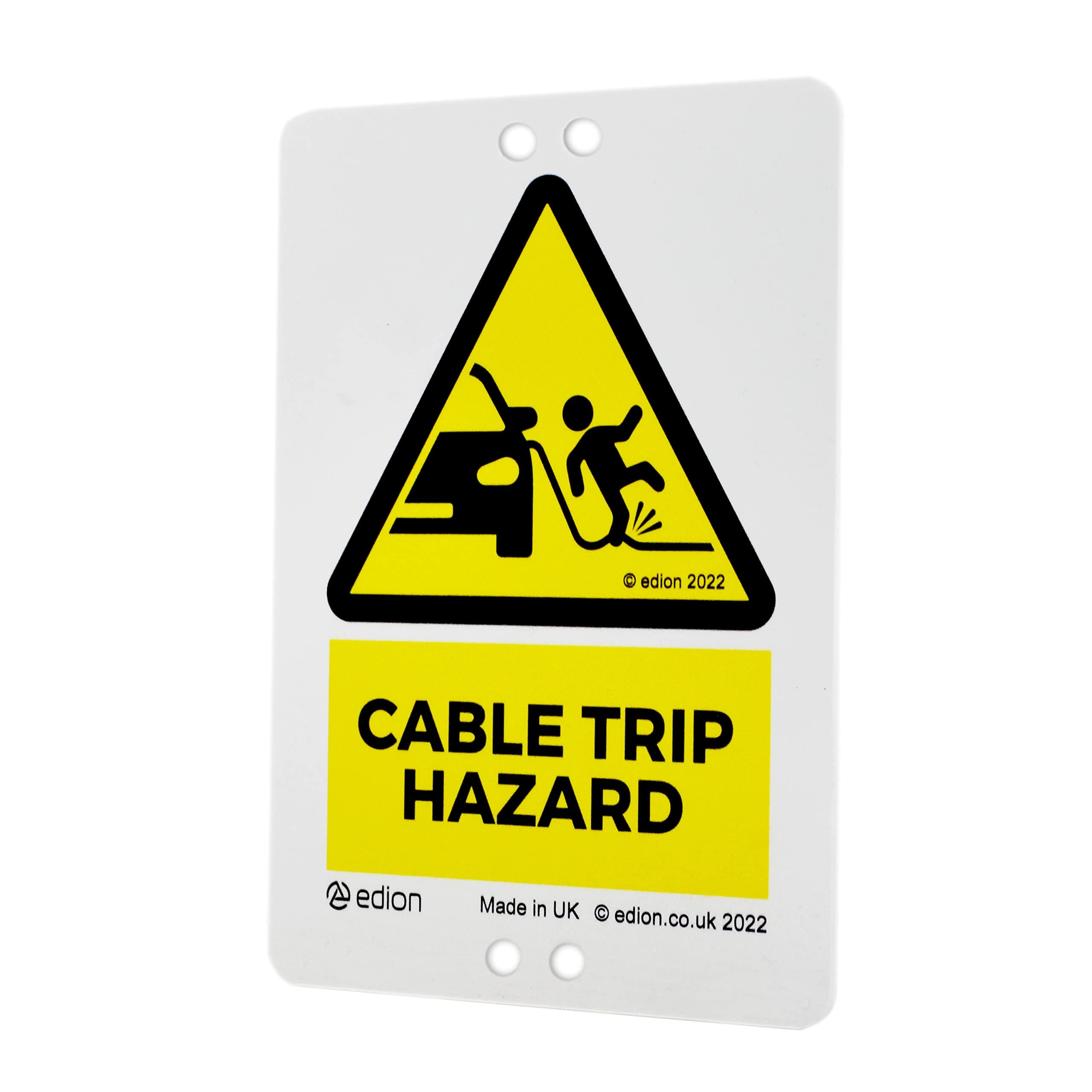 Edion EV Cable Trip Hazard Warning Sign – Attaches to EV Charging Cable - Prevent Pavement Trip Hazard – Safety Sign for EV Charger