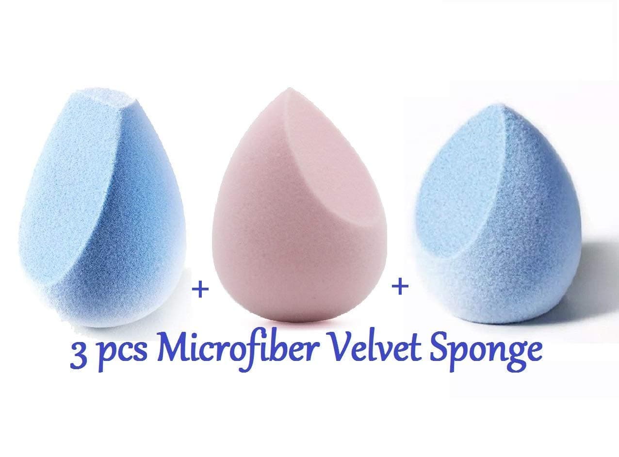 Sponge Microfiber Velvet by HCN7, Latex-Free, Dual Layer Technology, Flawless Makeup Blender for Foundations, Powders and Creams (3 Velvet Sponge Bundle)