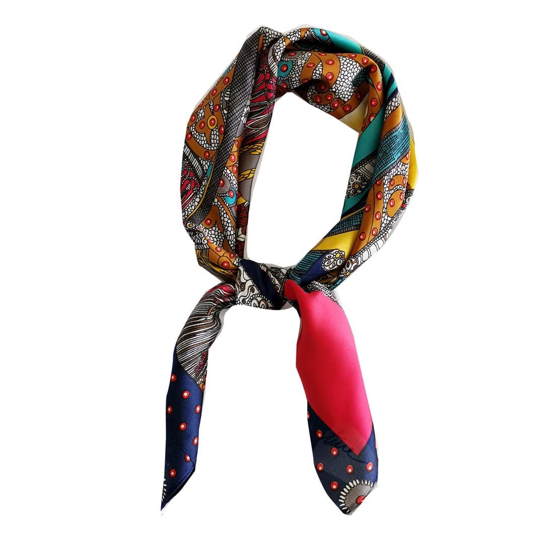 FONYVE Silk Feeling Scarf Medium Square Satin Head Scarf for Women 27.5 × 27.5 inches