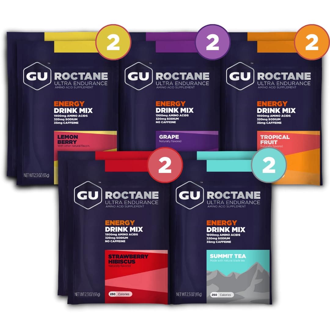 Roctane Ultra Endurance Energy Drink Mix, Vegan, Gluten-Free, Kosher, Caffeine- Free, and Dairy-Free n-the-Go Energy for Any Workout, Assorted Flavors, 10 Single Serve Travel Size Packets