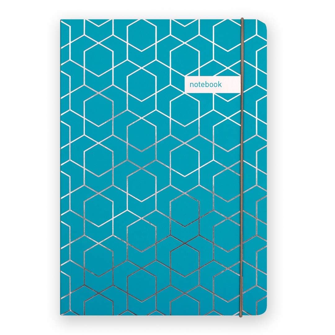 Matilda Myres A5 Lined Notebook with 192 Pages - Premium Hard Back Notebooks Lined for Journaling and Notes - Professional A5 Journal with Elastic Closure - Ideal Ruled Notebook - Teal & Rose Gold