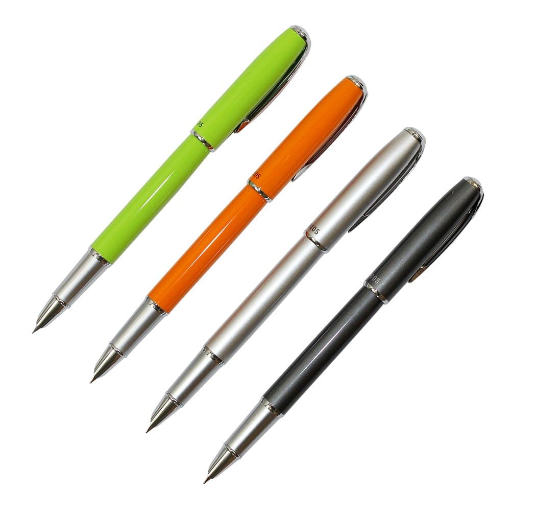 4 PCS Wing Sung 9105 Fine Nib Fountain Pen, 4 Colors(orange, green, gray, sliver).