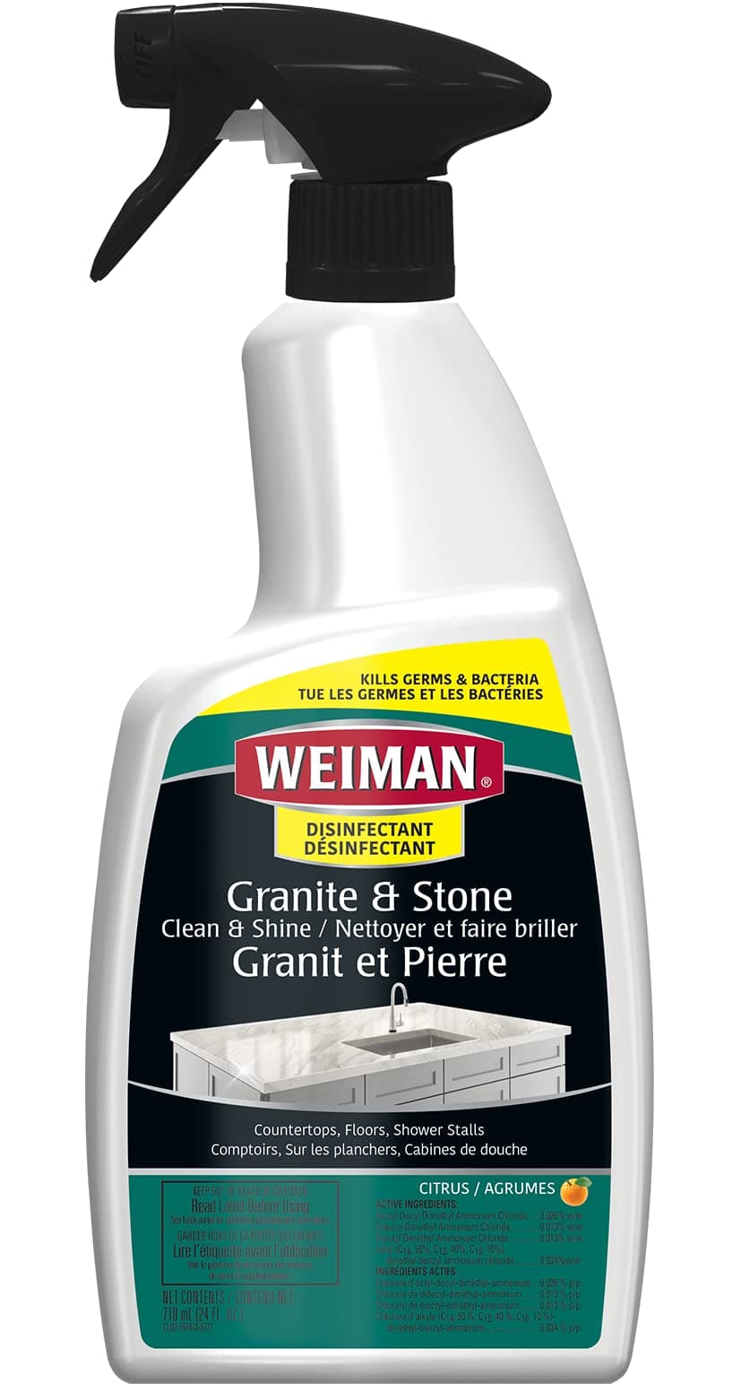 Weiman Granite & Stone Cleaner - Streak-Free, pH Neutral Formula for Daily Use on Interior and Exterior Natural Stone, 24fl oz