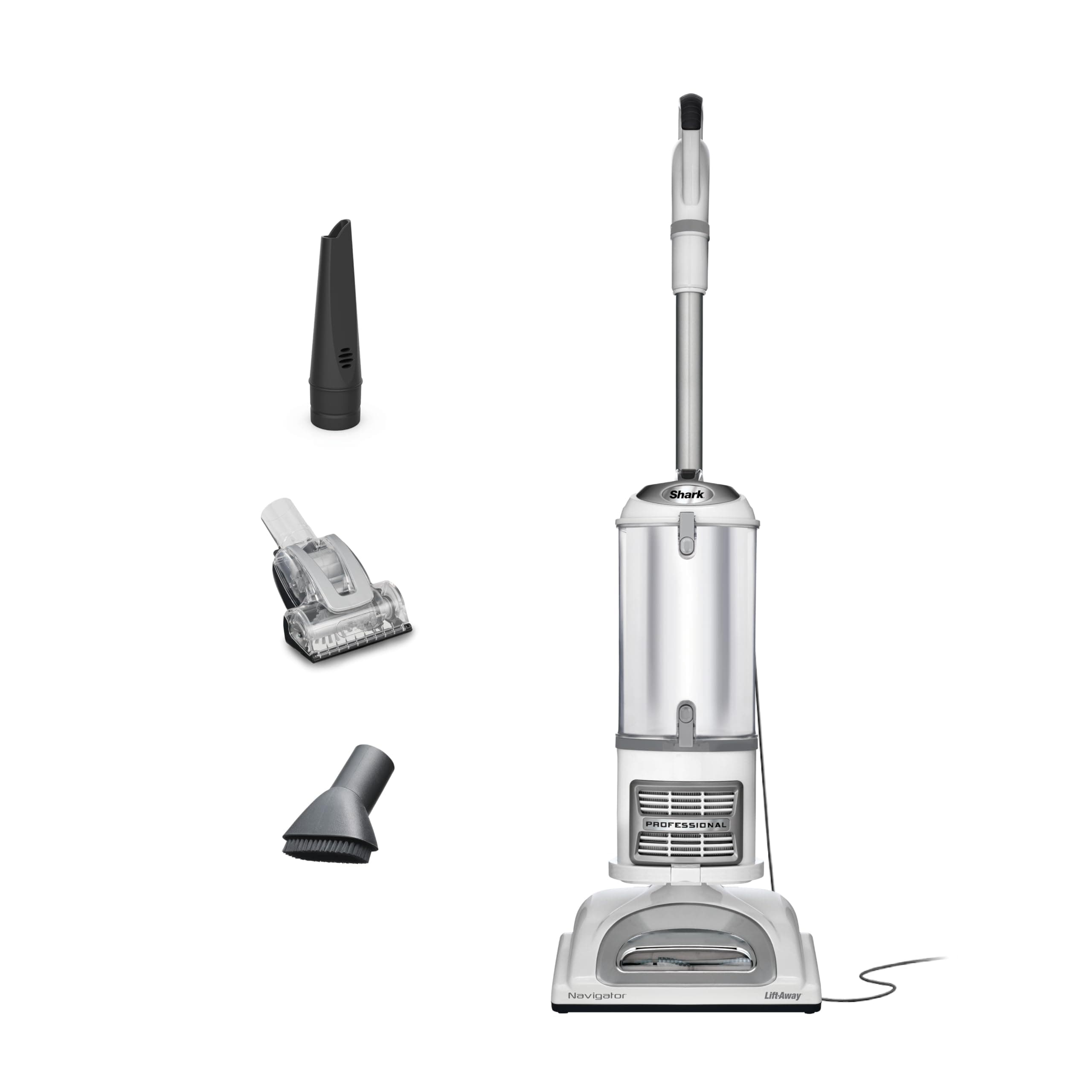 Shark | Upright Vacuum Cleaner | Navigator Lift-Away | Swivel Steering | HEPA Filter | Vacuum for Pet Hair | Crevice Tool & Dusting Brush Included | For Carpets & Hard Floors | White/Silver | NV356E