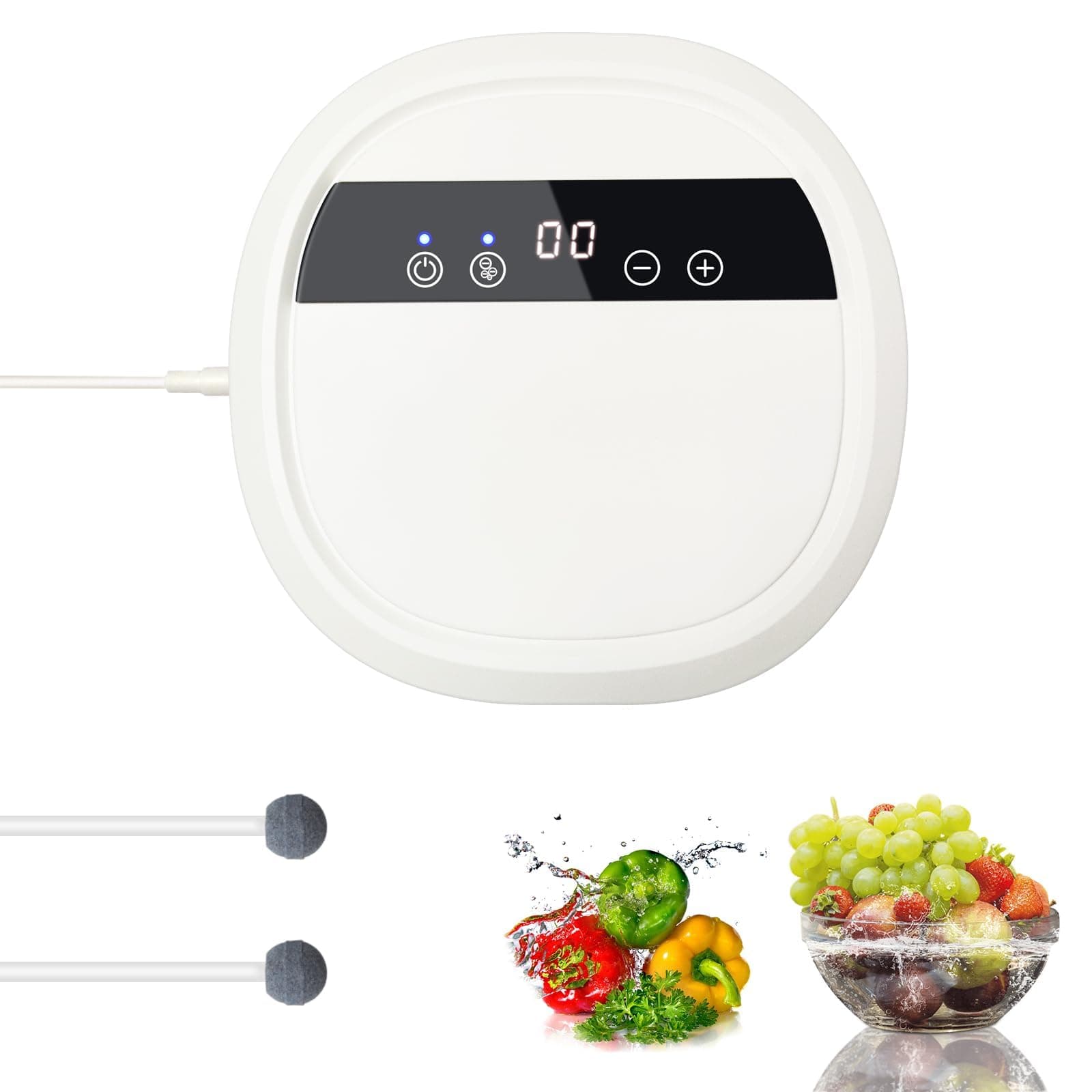 Ozone Generator for Water, Air Purifier Household Negative Ion Purifier, Multipurpose Fruit and Vegetable Meat Cleaning Ozone Machine, Remove Odor for Home and Car, with 12V Converter, 600mg/h