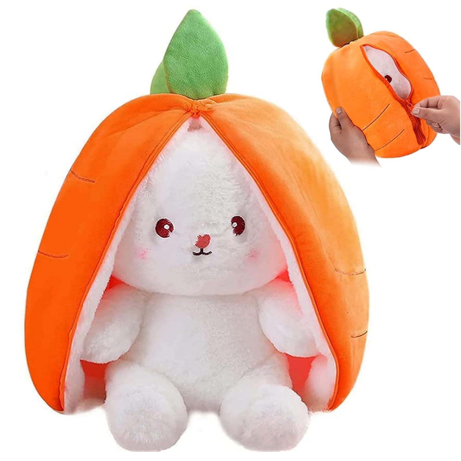 Easter Plush Bunny Toy, Soft Plush Toy 25cm Carrot Strawberry Plushies Doll, Cute Cuddly Stuffed Animals Hide And Seek Rabbit Muppet Toys Birthday Gifts for Kids Boys Girls (yellow)