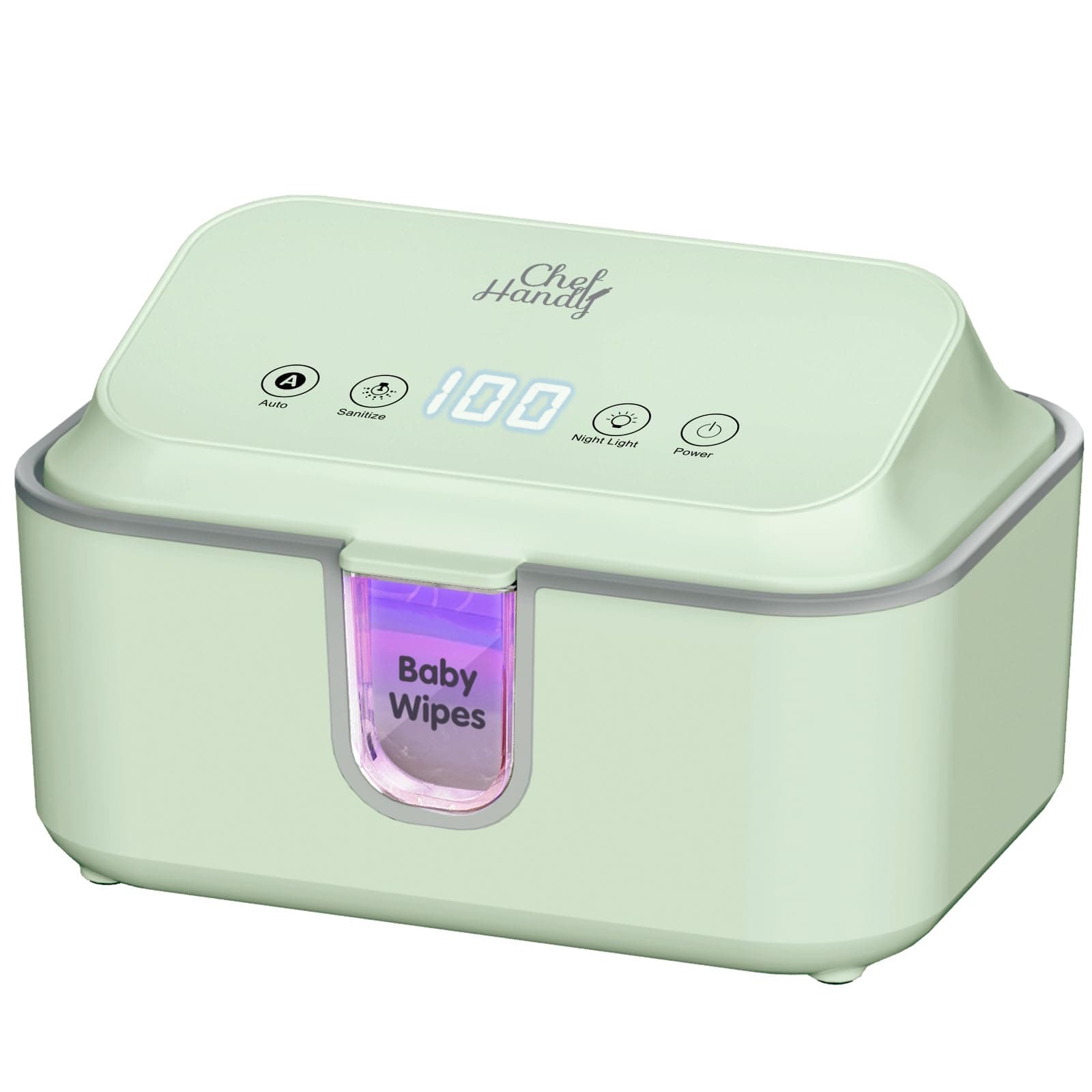 chefhandyBaby Wipe Warmer, Wipe Warmer and Baby Wet Wipes Dispenser with UV Light Sanitizer,Baby Wipes Warmer for Babies,3 Heat Modes,Night Light,Heating Silence,Large Capacity Wipes Warmer (Green)