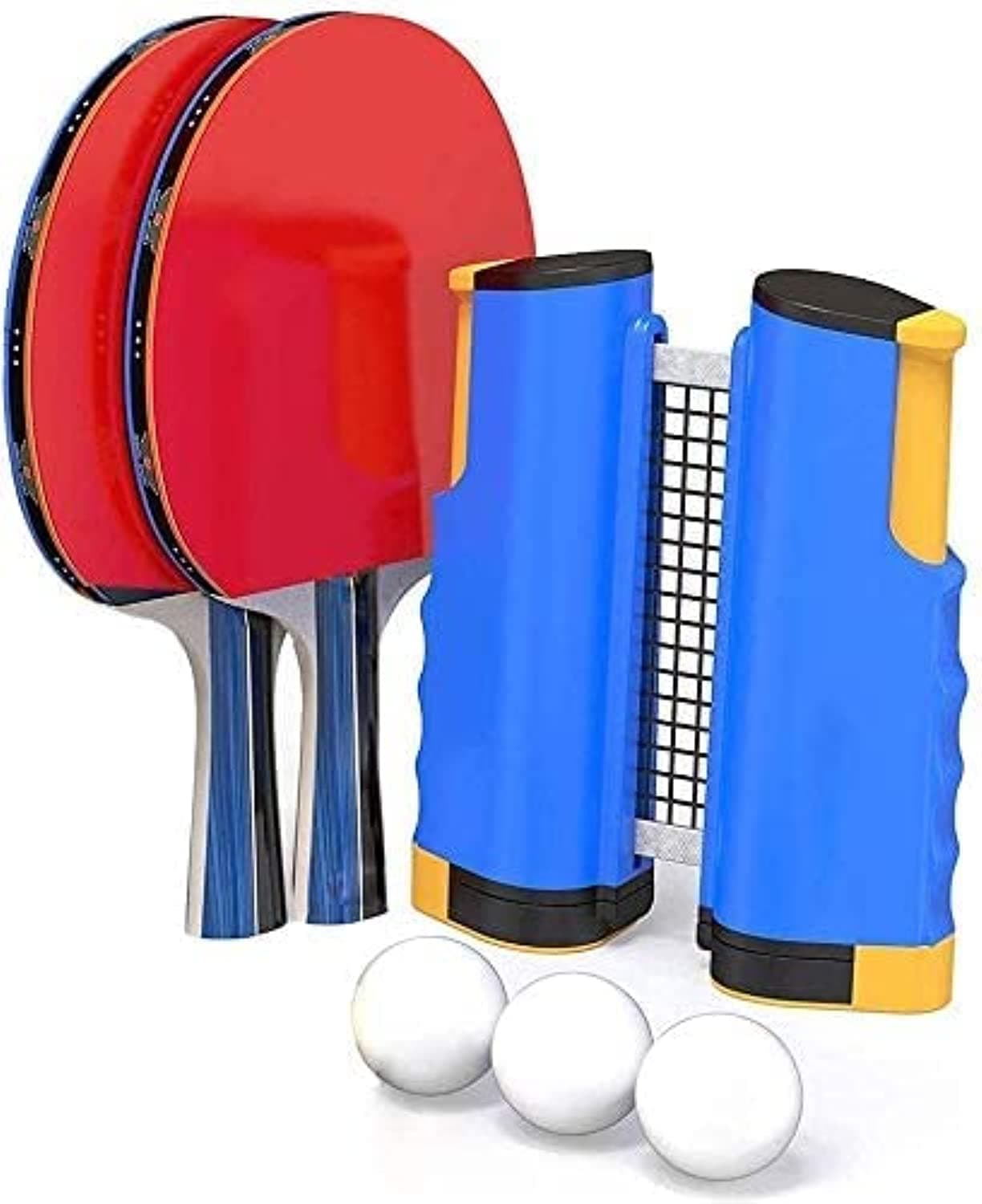 TESSON Ping Pong Paddle Set with Retractable Net (Bracket Clamps), Balls, and Posts Regulation Table Tennis Accessories for Home Indoor or Outdoor Play