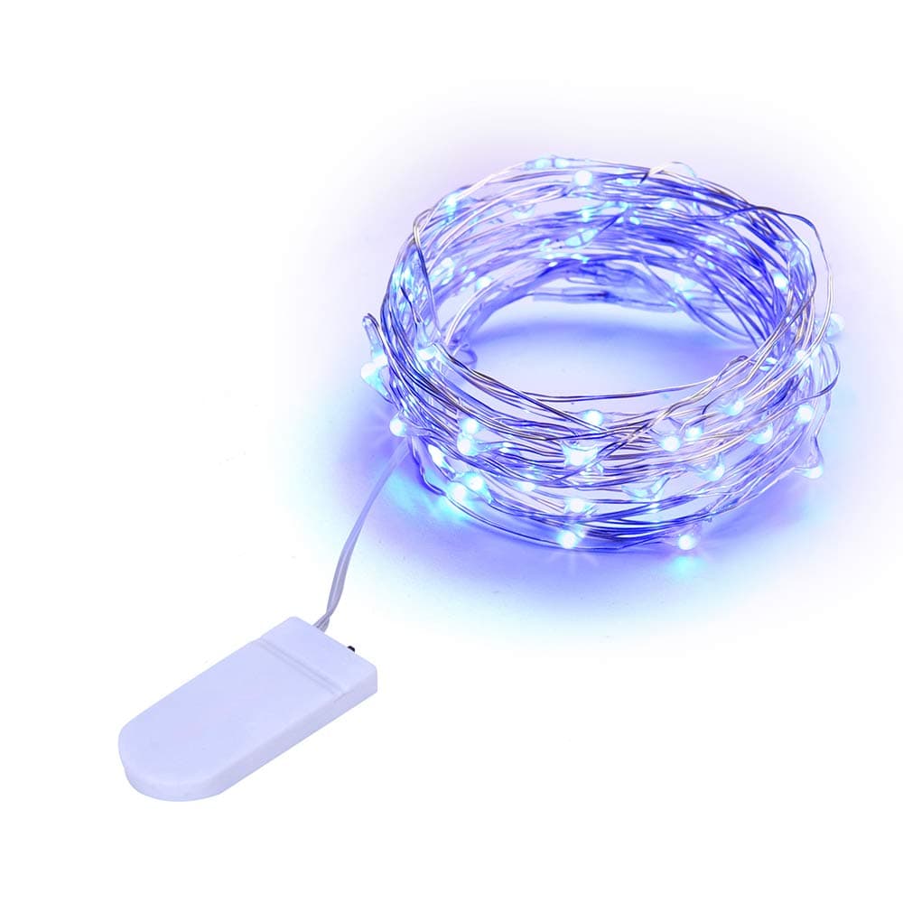 LEDIKON 12 Pack Light Blue Fairy Lights Battery Operated,3.3ft 20Led Firefly Lights,Waterproof Led String Lights,Mini Silver Wire Fairy Lights for Costume Wedding Party Jars Halloween Christmas