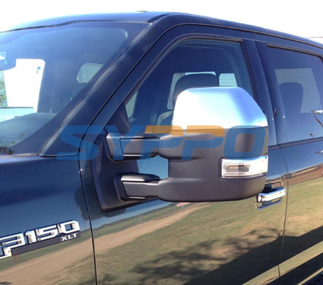 syppofor 15-16 Ford F150 Pickup Upgraded Tow Mirrors Pair (8-Pins Powered,Heated,Turn Signal Light,Half Chrome)