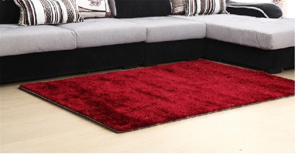 GAOCHUNFANG Gaoch Unfang Home Machine Weaving Hand Washable Rug Living Room Sofa Bedroom with Thick Super Silk Rectangular Rug, 0.7 x 1.4 m Wine Red