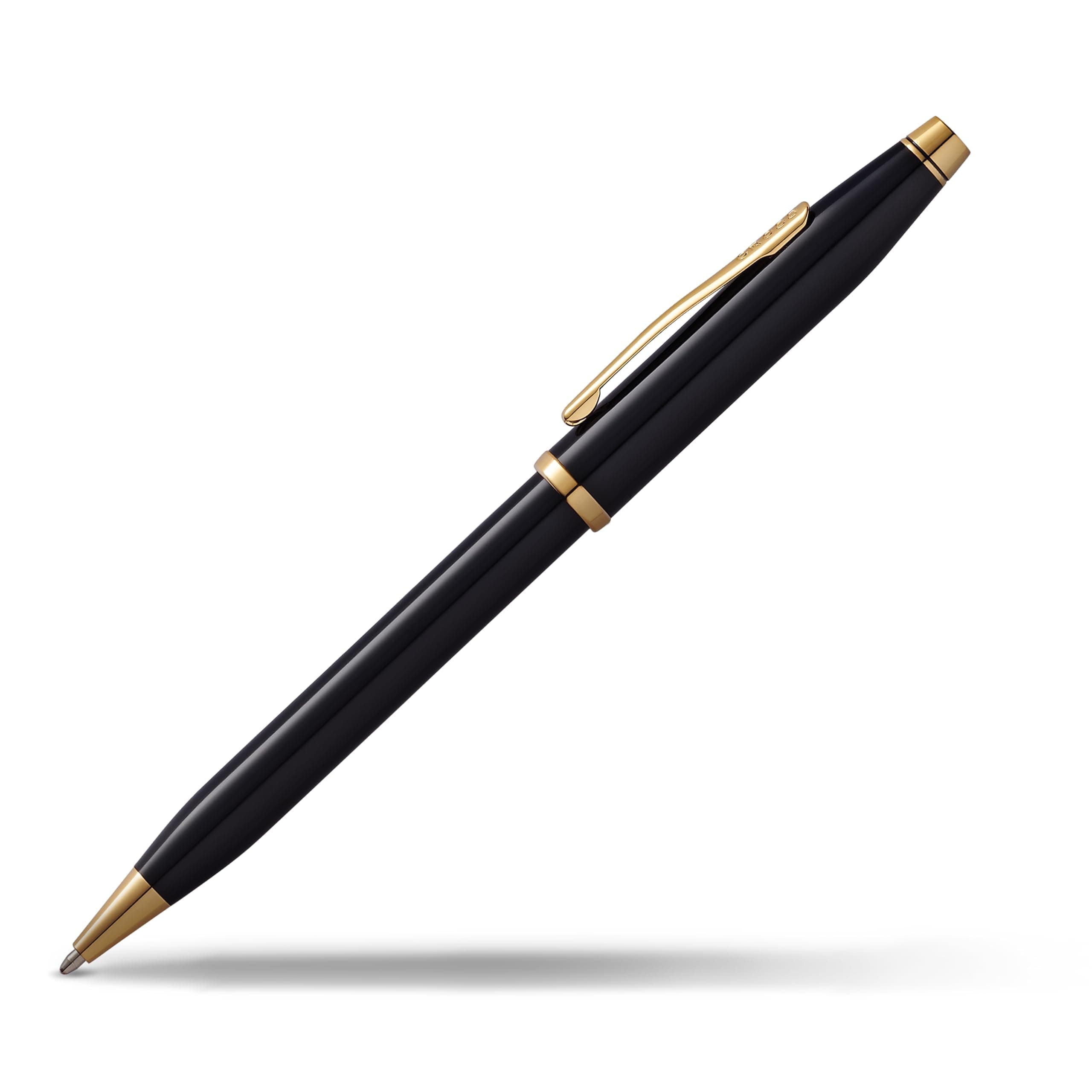 Century II Black Lacquer Ballpoint Pen with 23KT Gold-Plated Appointments