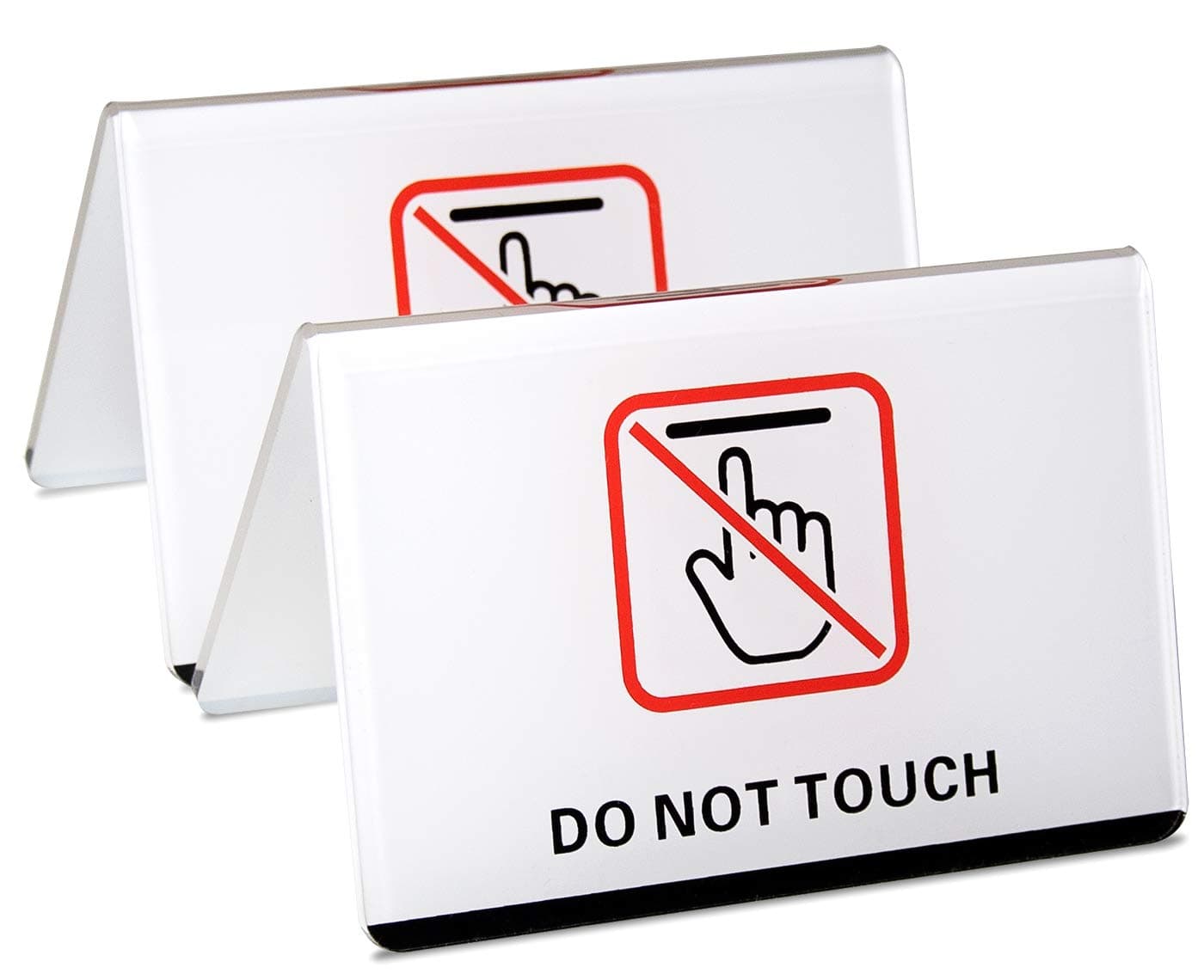 dealzEpic - Do Not Touch Table Top Sign | Clear White Acrylic Double-Sided Tabletop Sign - 4.1x2.6 inches | Set of 2