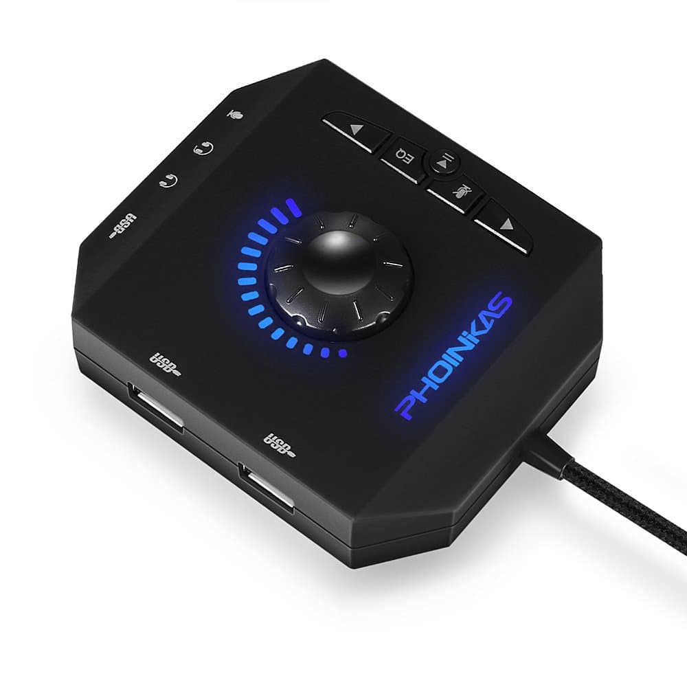 USB Sound Card,PHOINKAS USB External Stereo Sound Card with USB Hub/3.5mm Headphone and Microphone Jack,Suitable for Laptops,Tablets,Dekstops,Compatible Windows7/8/8.1/10/XP,Vista&Mac OS