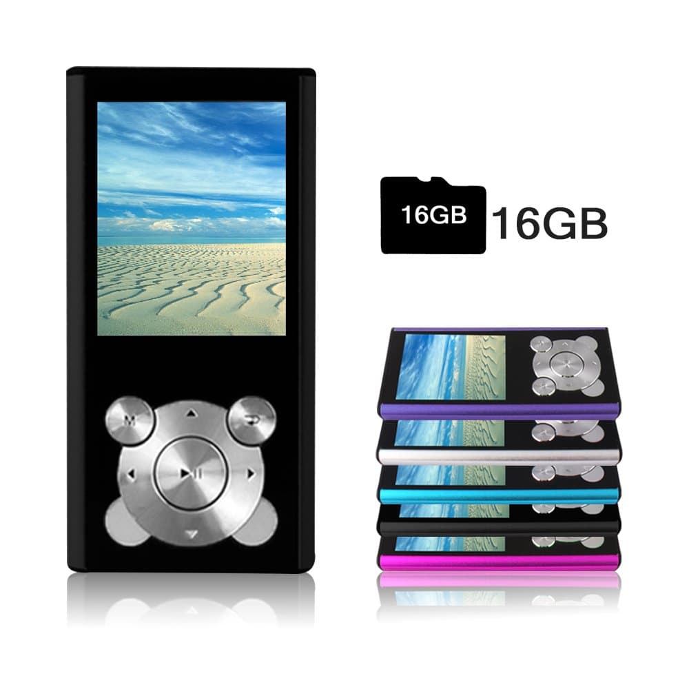 16GB MP4 Player MP3 Player Voice Recorder Music Player Media Player Portable Video Player, with Photo Viewer and E-book Reader, Digital LCD Screen Support Games (black)