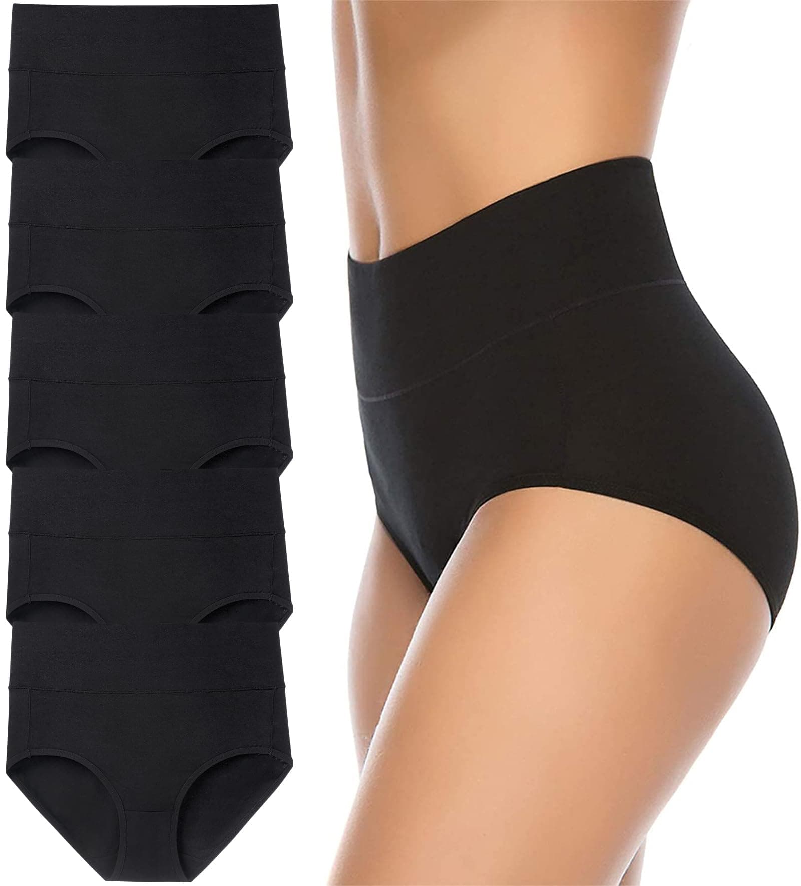 Annenmy Women's High Waist Cotton Underwear Soft Brief Panties Regular and Plus Size