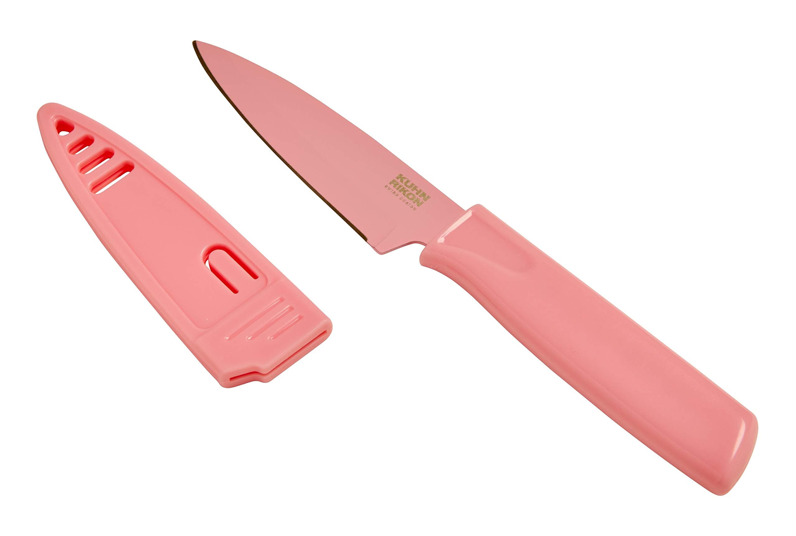 Colori® Paring Knife – 4 Inch Japanese Stainless Steel, Nonstick Blade, Ergonomic Handle & Sheath, Pink
