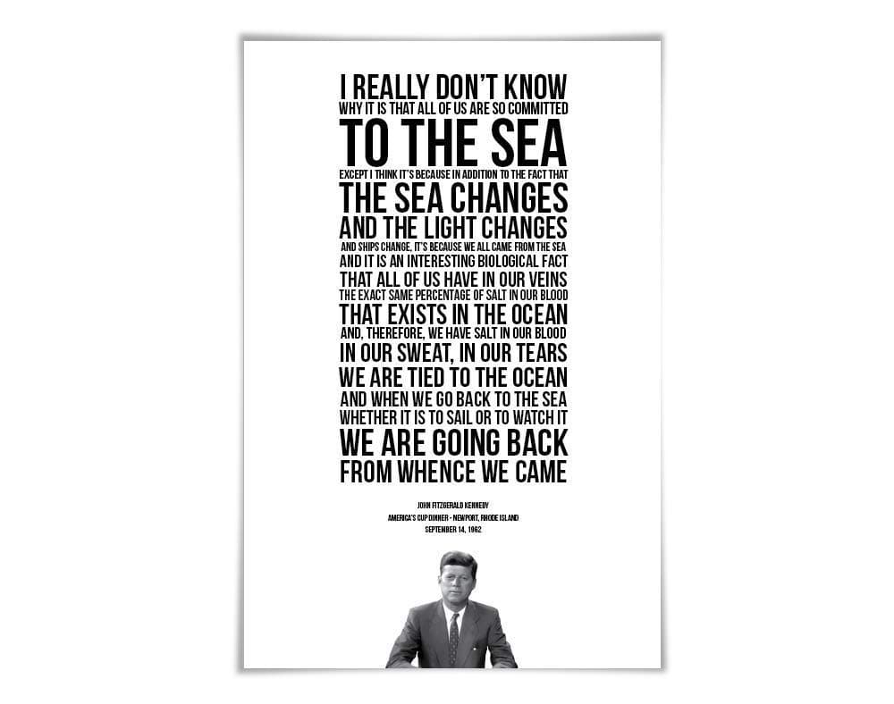 John Fitzgerald Kennedy Ocean Speech Art Print. JFK Presidential Speech. 8 Sizes. Sailing Sailboat Poster. Beach Decor