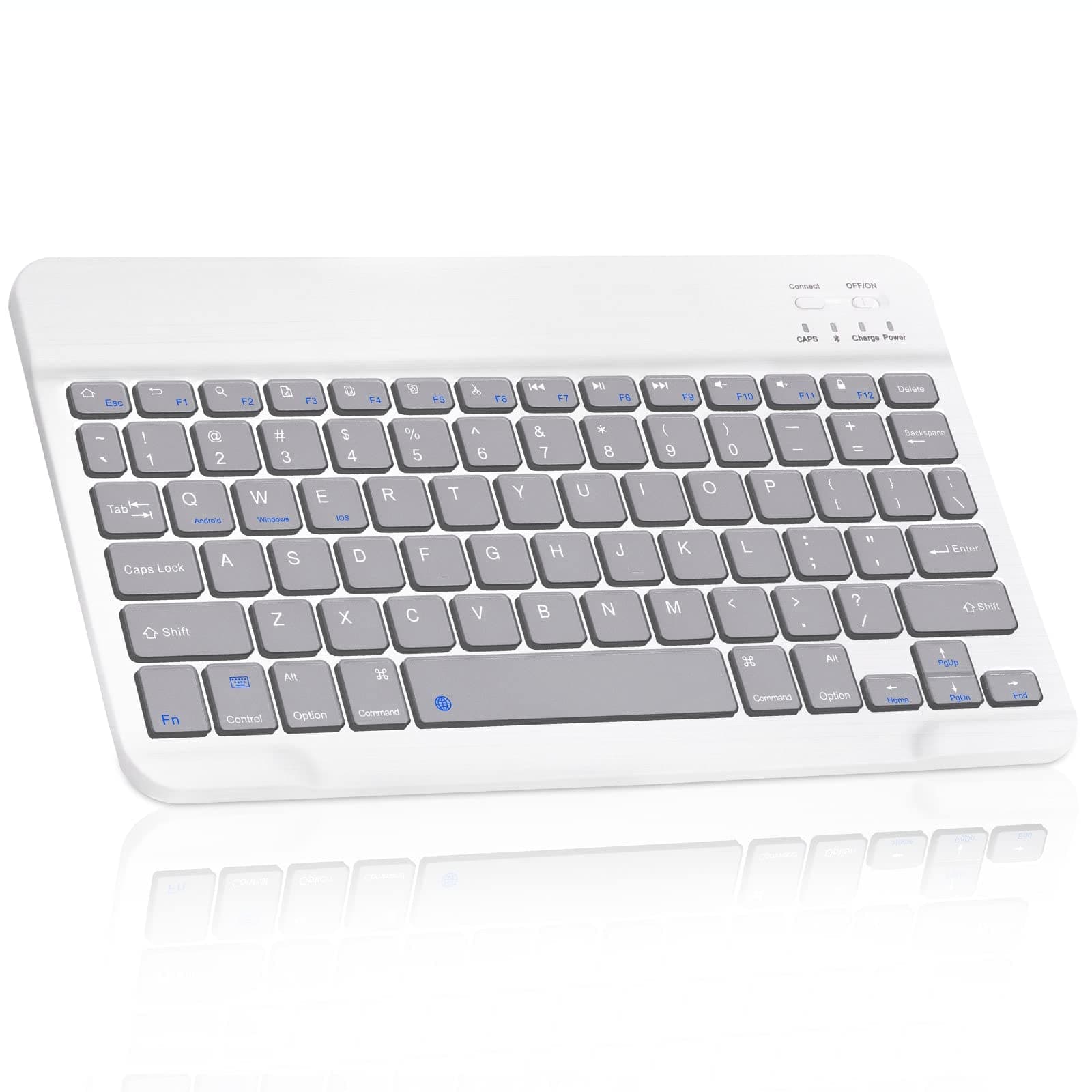 Ultra-Slim Bluetooth Rechargeable Keyboard for vivo iQOO U1x and All Bluetooth Enabled iPads, iPhones, Android Tablets, Smartphones, Windows pc - Stone Grey