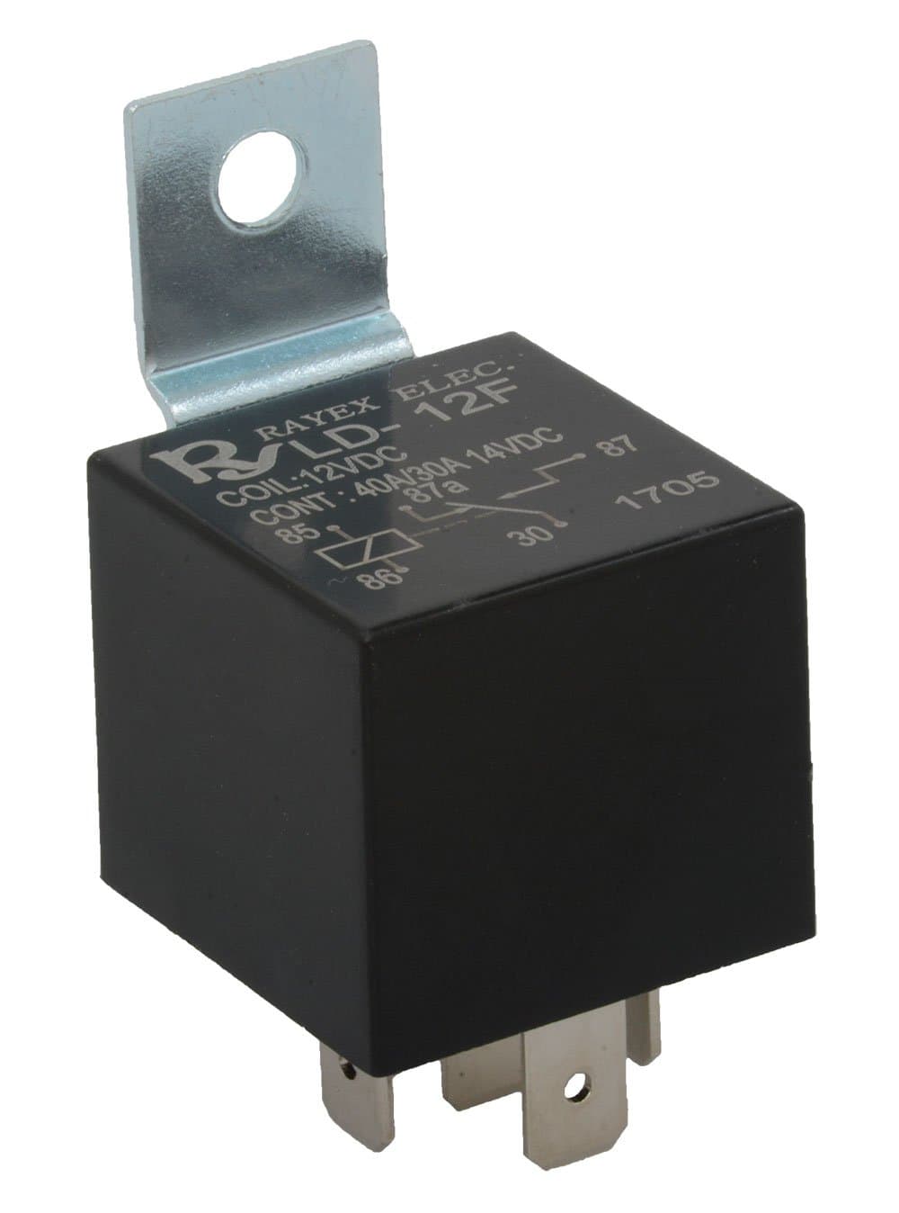Rayex LD-12F-R Plastic Enclosed-Style Relay, Spdt, 12V, 40A, 87 Ohms Coil, 5 Pin, 1.10" Width, 1.10" Length (Pack of 2)