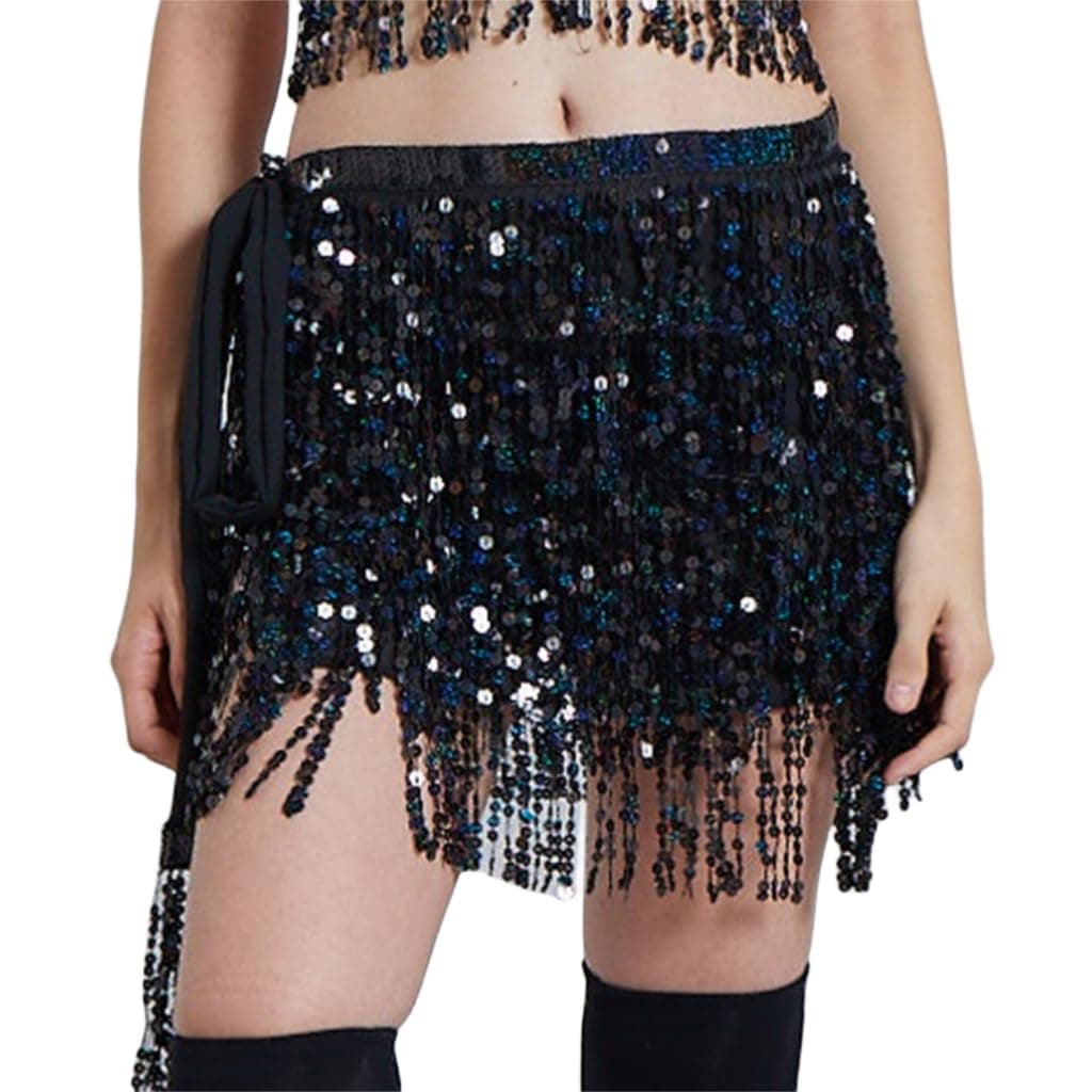 Dance Belly Dance Dancer Costume Sequin Tassel Fringe Hip Scarf Belt Waist Wrap Skirt