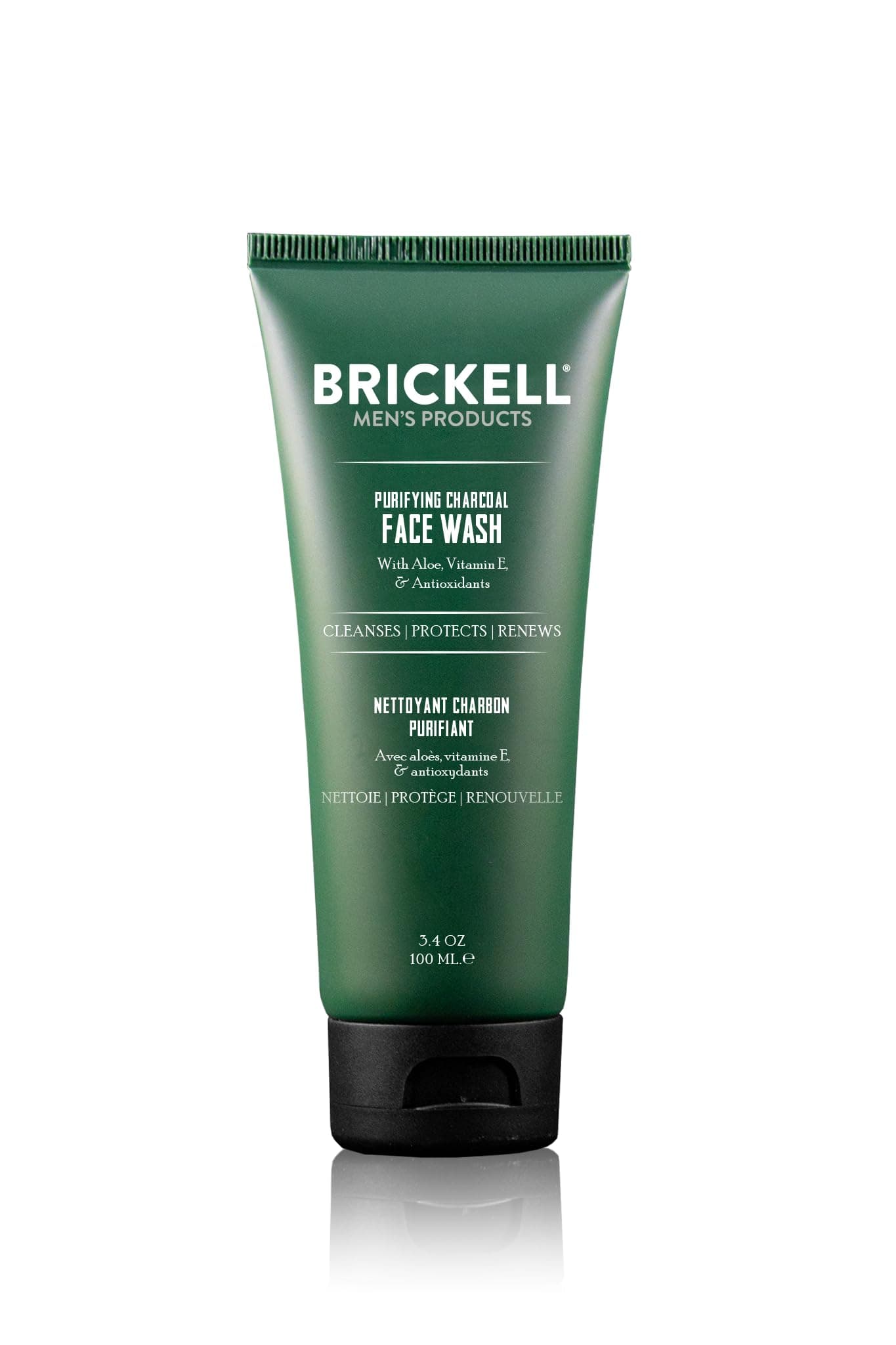 Brickell Men's Products - Brickell Men's Purifying Charcoal Face Wash for Men, Natural and Organic Daily Face Wash, 3.4
