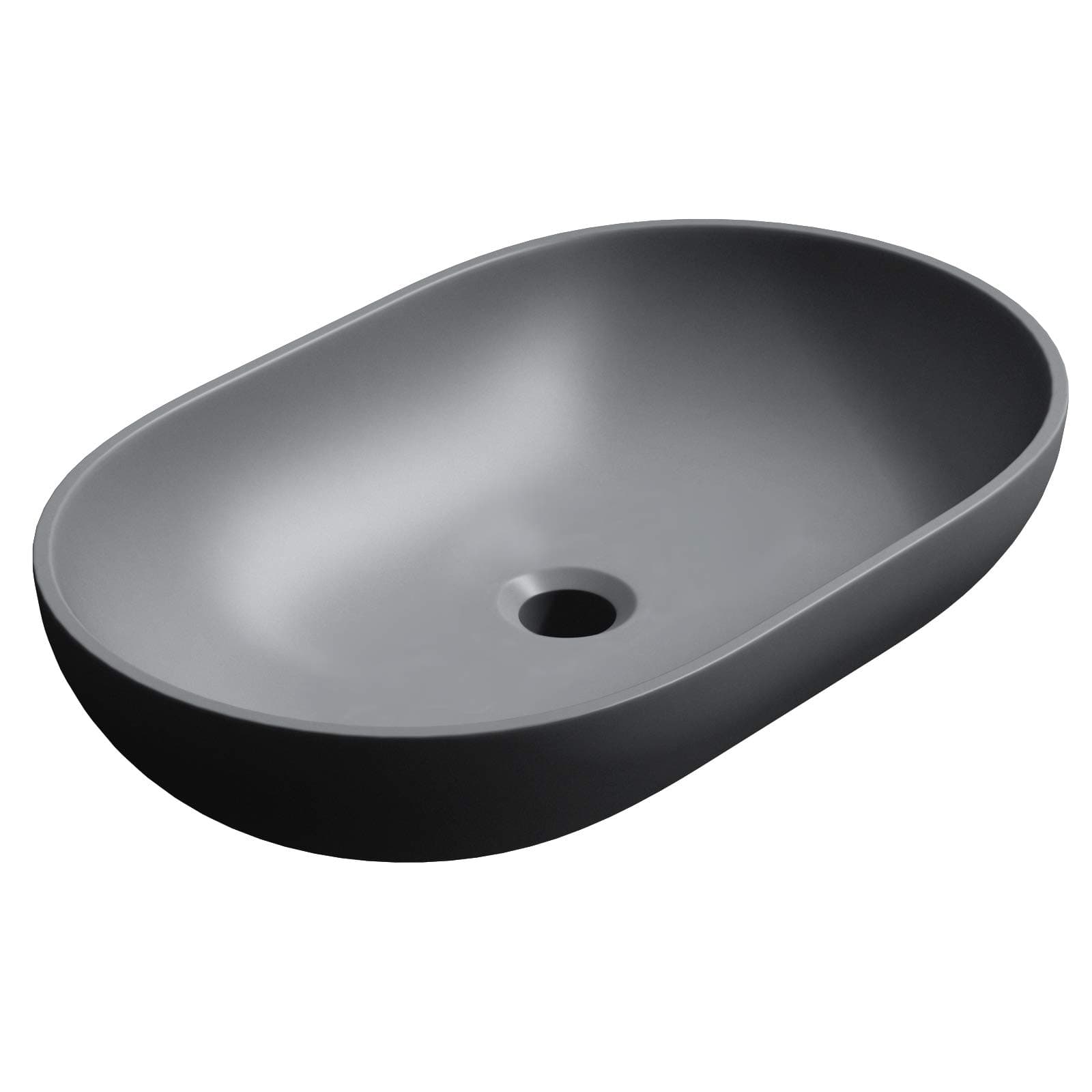 Durovin Bathrooms Luxurious Stone Resin Bathroom Basin - Countertop Mount Oval Shape Bathroom Sink - Grey Matte Finish 540 x 340mm (WXD)