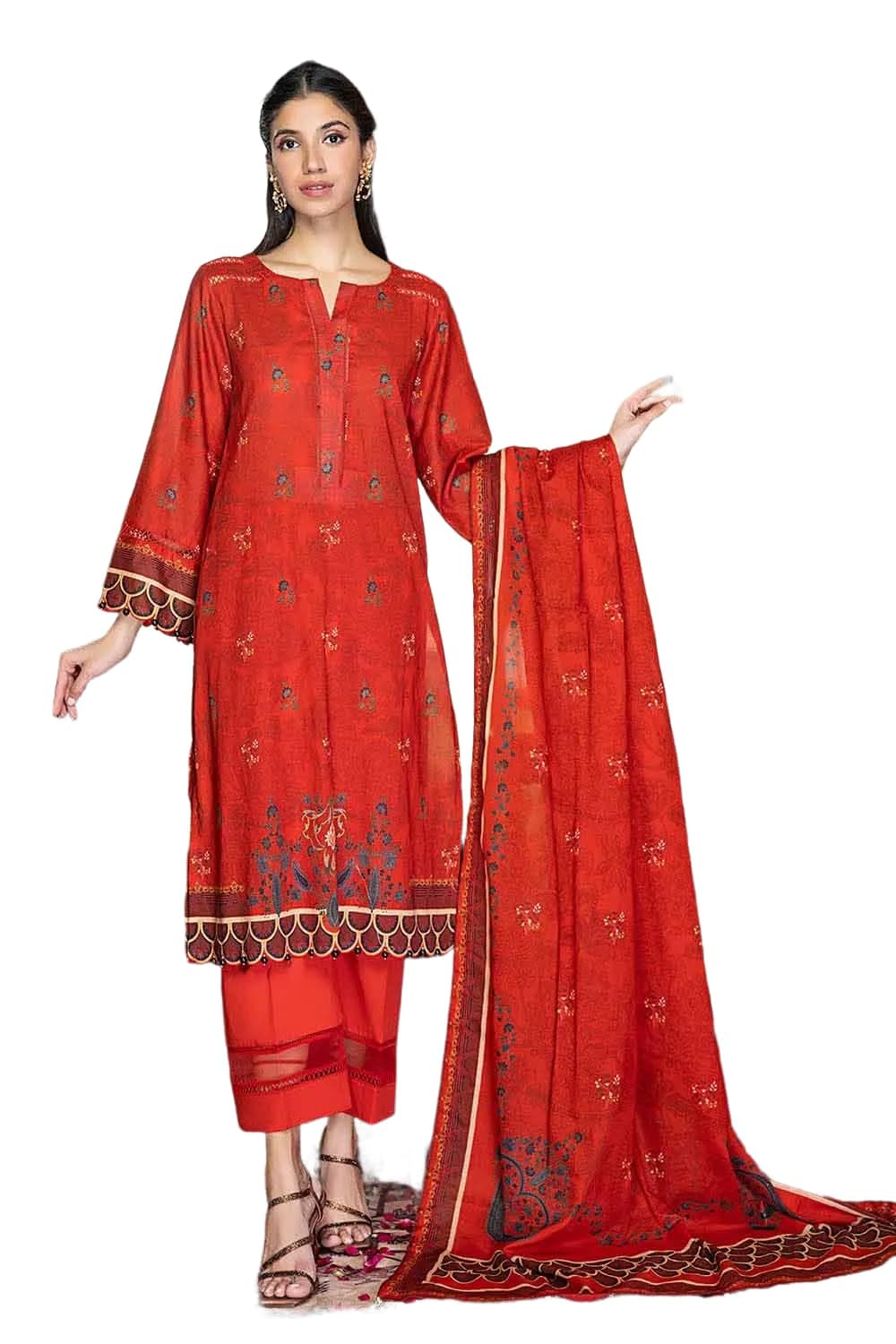 Gul AhmedRed Collection 3-Piece Lawn Unstitched Printed Suit CL-32252 - Elegant Summer Fashion for Women