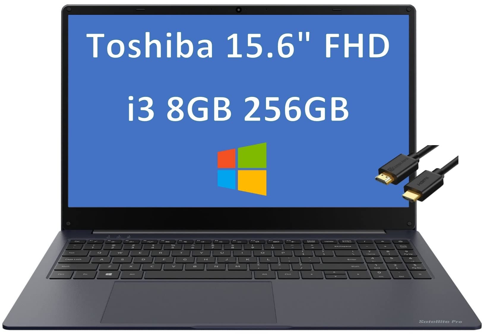 Toshiba 2022 Latest Dynabook Satellite Pro C50-H 15.6'' FHD (10th Gen Intel Core i3-1005G1 (Beat i5-8250U), 8GB RAM, 256GB SSD, HD IPS) Business Laptop, Webcam, Type-C, Windows 10, Graphite Black