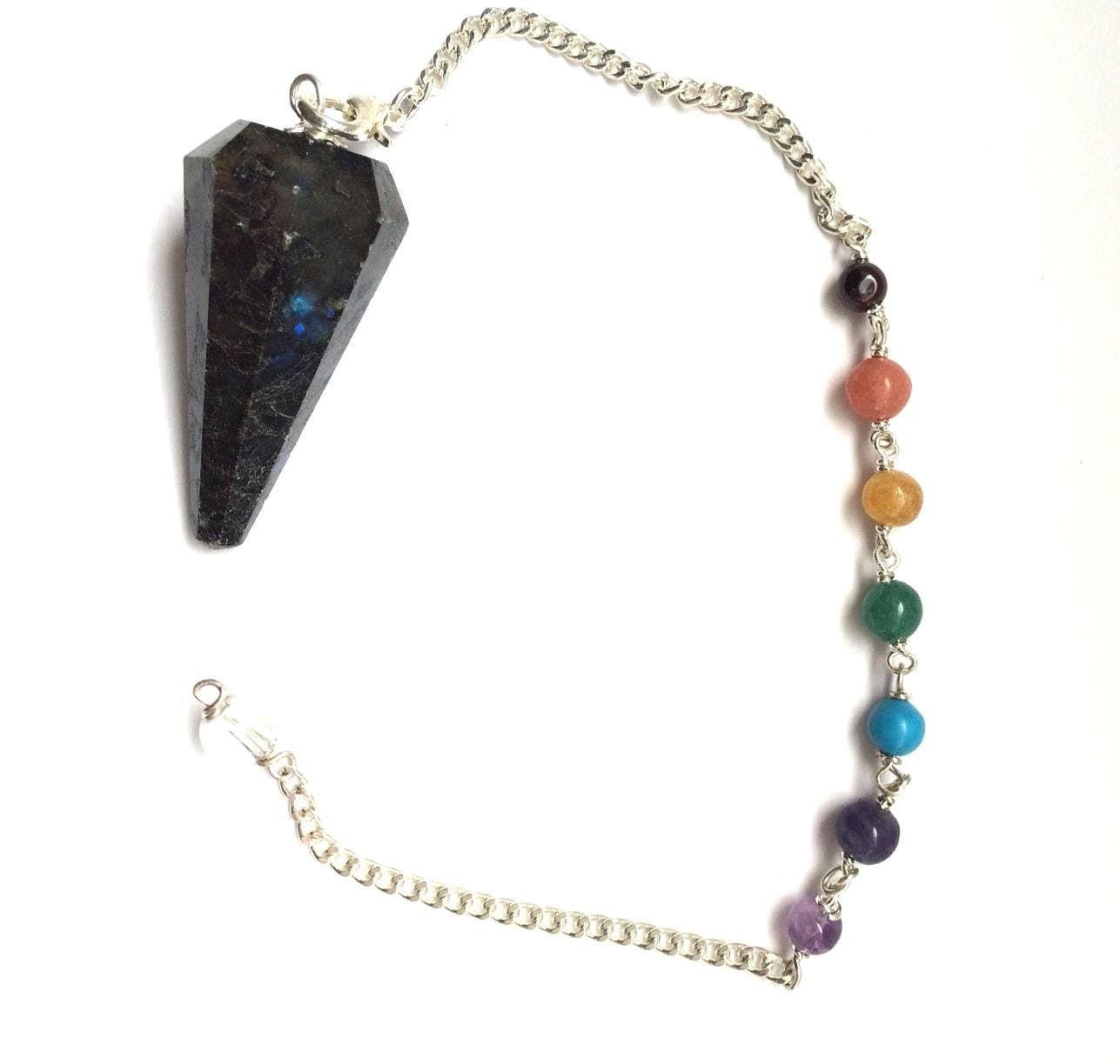 Labradorite Chakra Pendulum in Velvet Pouch Divination Crystal Healing