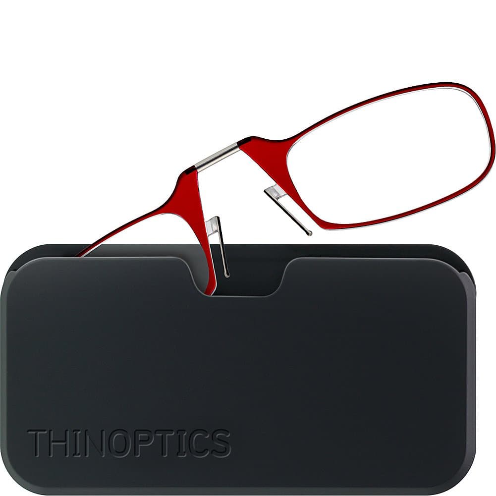 unisex-adult Reading Glasses + Black Universal Pod Case | Red Frames, 2.00 Strength Readers Red Frame / Black Case, 44 mm