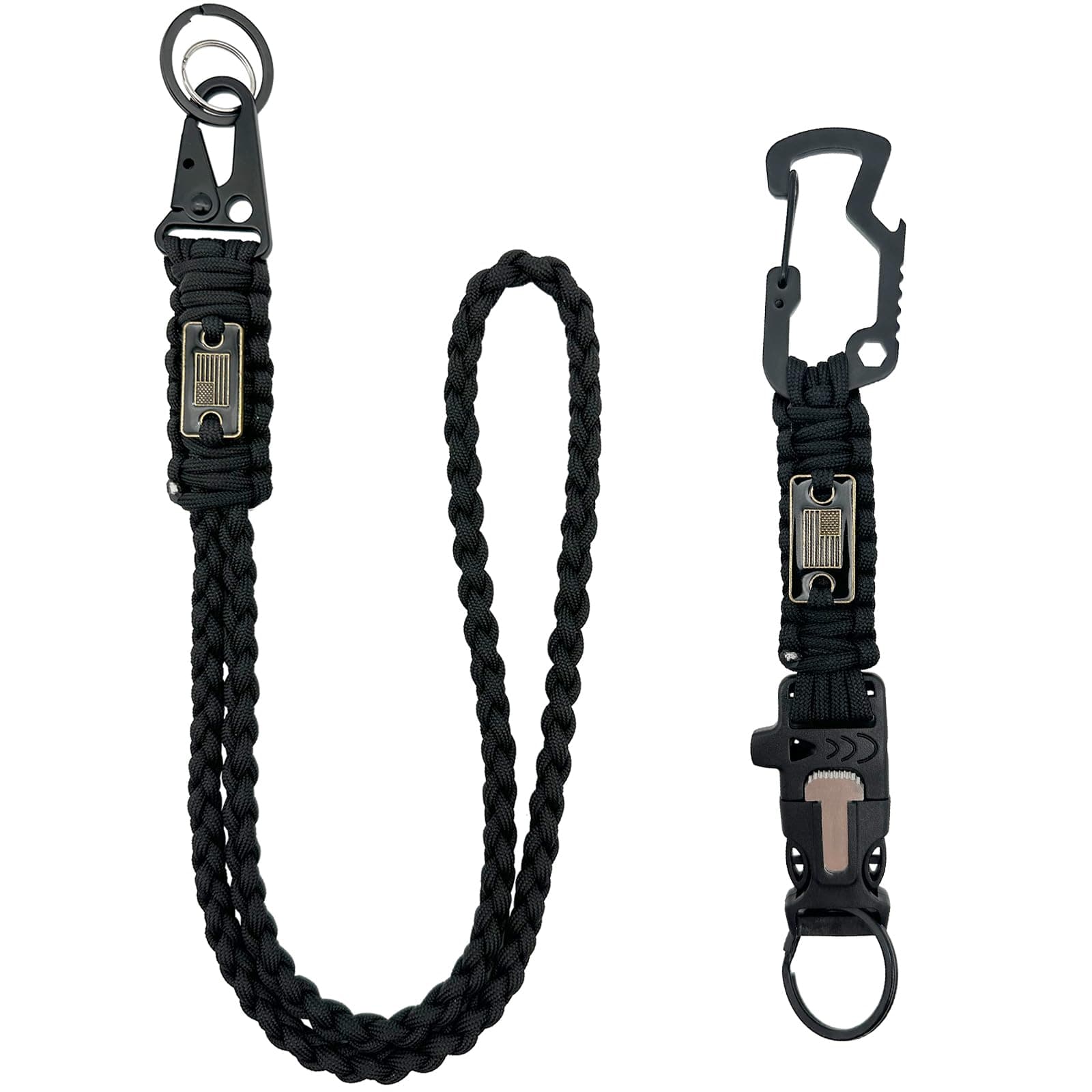 Heavy Duty Paracord Lanyard 550 Paracord Braided Keychain for ID Badges, Camera, Whistle, Traveling, Outdoor Activities