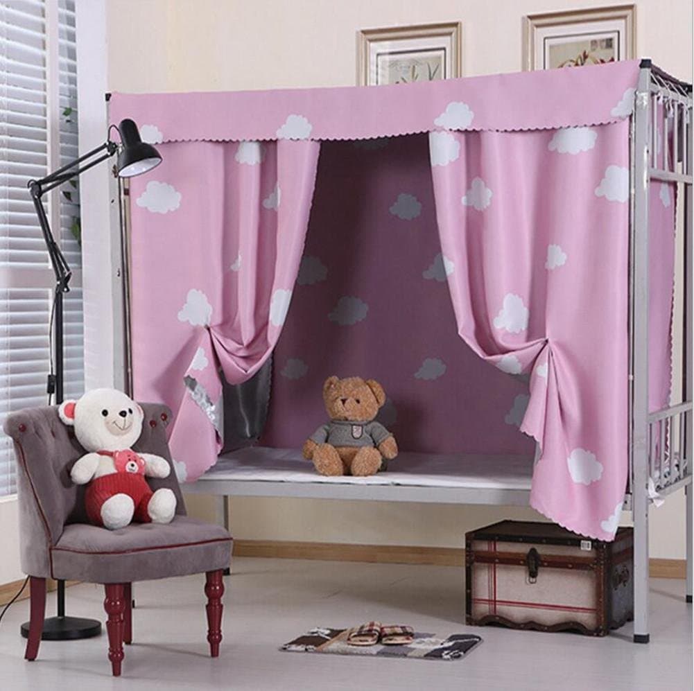 TINE HOME CURTAINS Bed Curtain Thicker physical Shading cloth Bed mantle student dorm room Bedroom Top shop lower berth, pink, 1.5MX2M