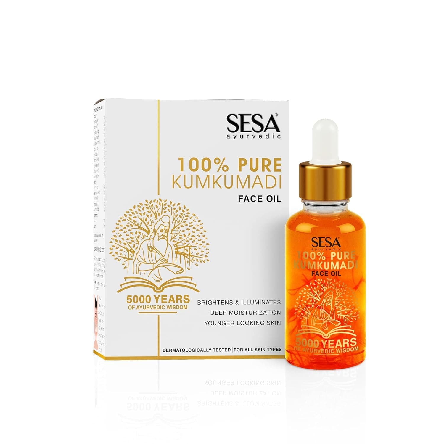 SESA Kumkumadi Oil For Face15ml for Radiant& Glowing Skin | Made with 100% Pure Kumkumadi Tailam | Repairs Dull & Damaged Skin | Provides Deep Moisturization | Dermatalogially Tested | Suitable for all Skin Types