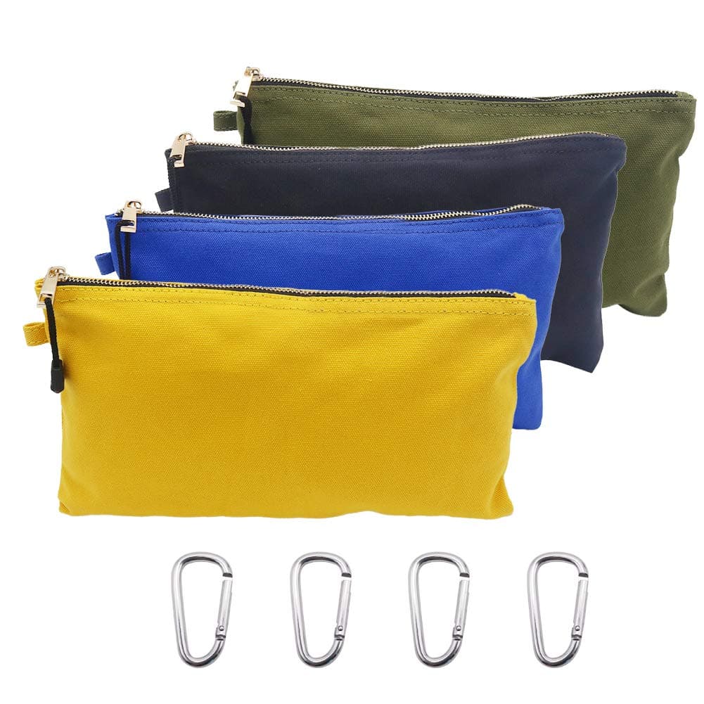 Small Tool Bag, Pack of 4 Canvas Zipper Tool Bags, Multi Purpose Tool Organisers Storage Pouch for Pliers, Wrenches, Screwdrivers and Other Tools