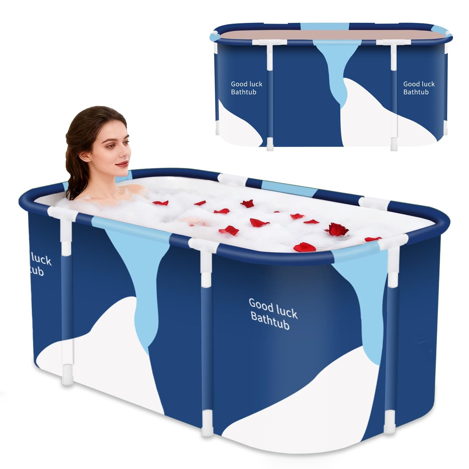 Sponsored Ad - Portable Foldable Bathtub,Foldable Soaking Bathtub for Adults, Freestanding Bathtubs, Hot Bath Tub, Ice Bath, Family Bathroom SPA Tub 47.2x19.7x21.7inch (Milk)