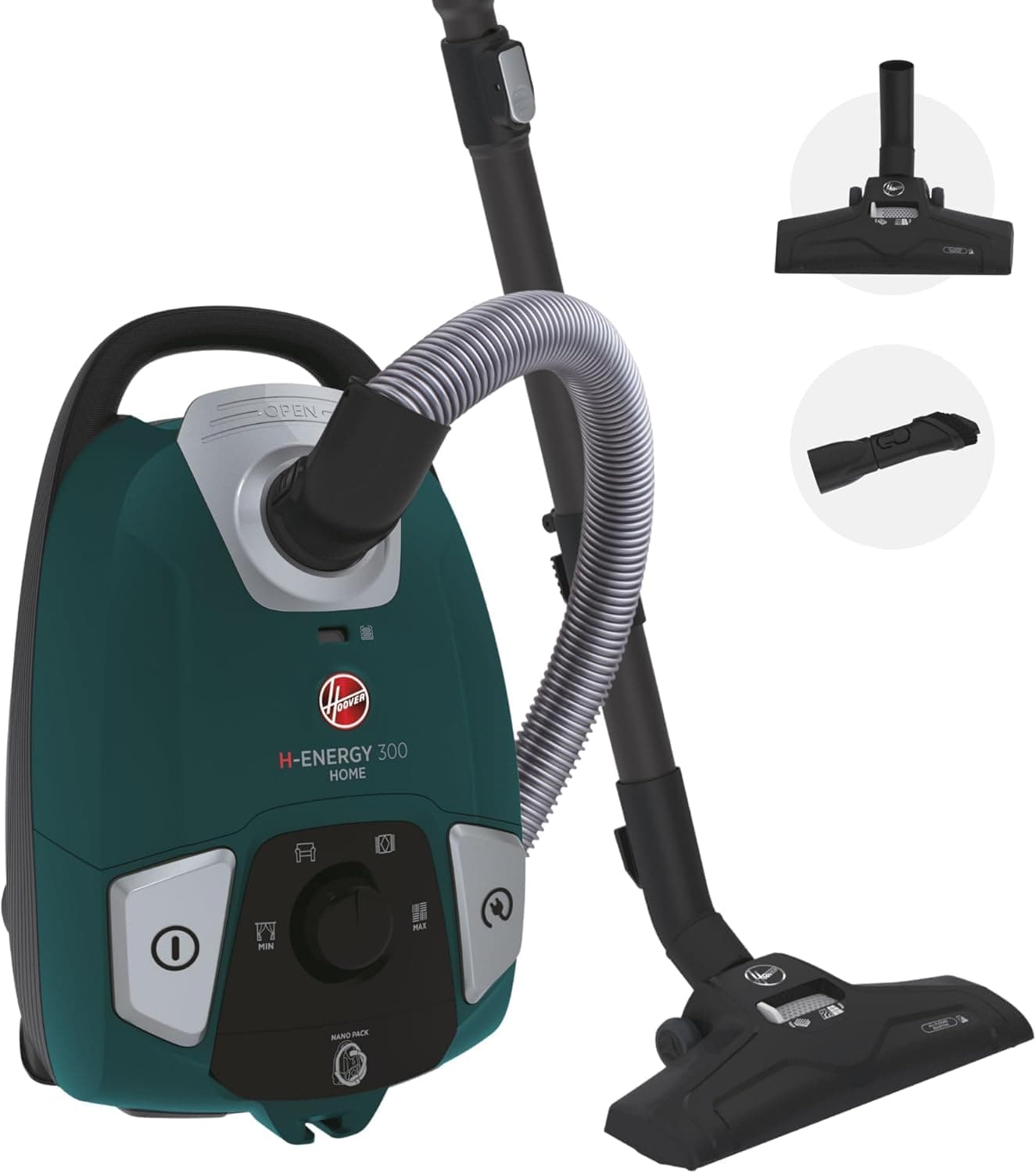 Hoover H-ENERGY 300 Cylinder Vacuum Cleaner - High Performance Small Corded Vacuum, 3.5L Bagged Canister, Hepa Filter, Compact to Store, 850w [HE310HM]