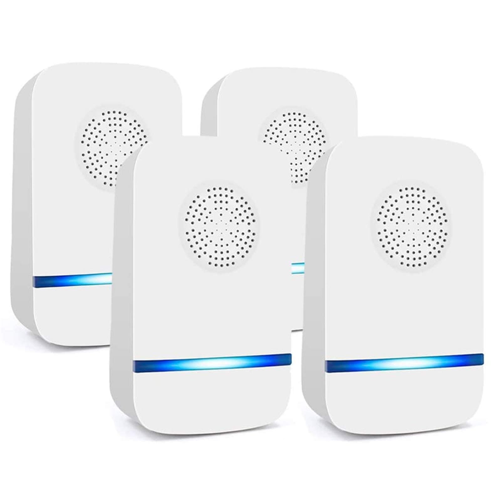 XFJ Upgrade Ultrasonic Pest Repeller, Electronic Plug in Pest Control Indoor Use, Anti Rat/Spiders/Ants/Bat/Bed Bugs/Mosquitoes/Roaches/Wasps-4 Pack, White