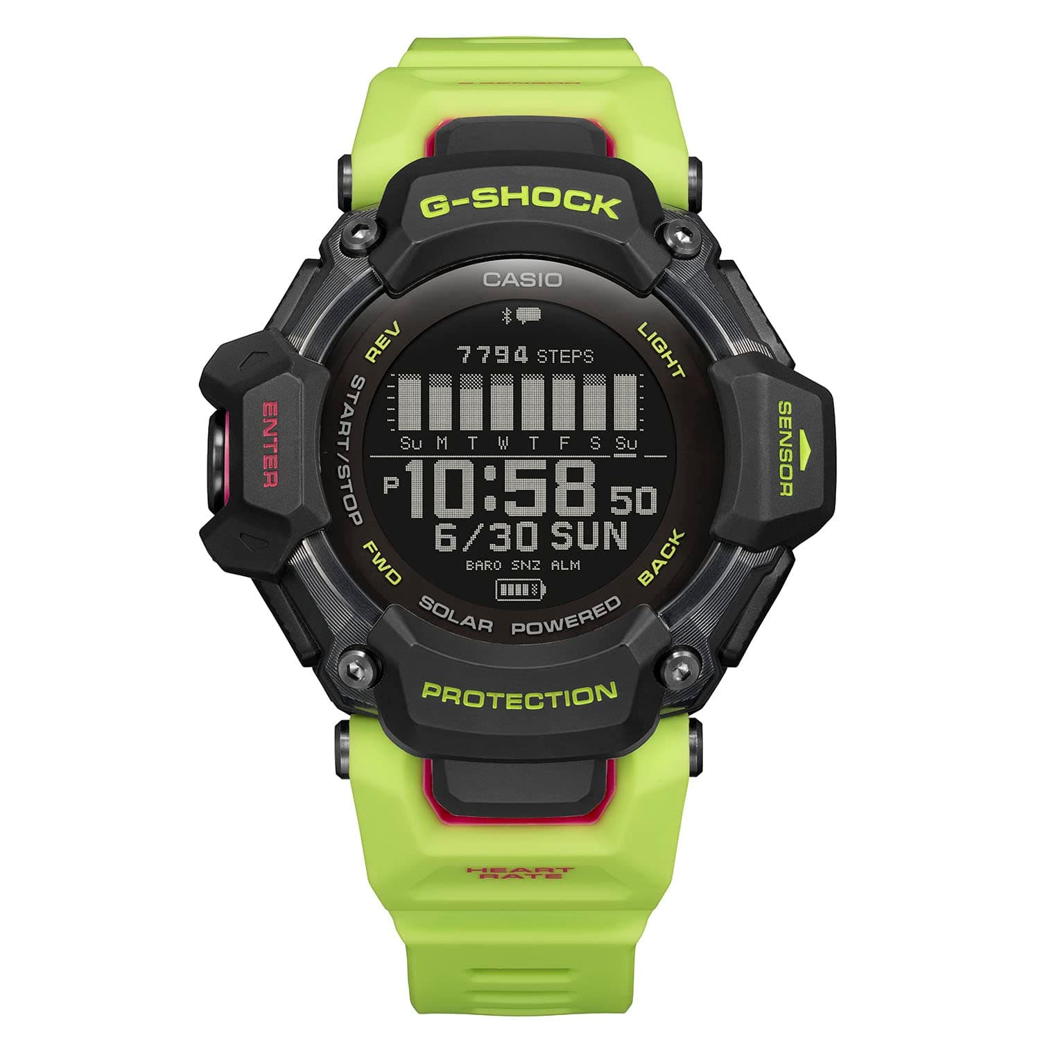 G-Shock Move GBD-H2000 Series Men's Multisport (Running, Bike, Swimming, Gym Training), GPS + Heart Rate Watch, Quartz Solar Assisted Watch, Yellow