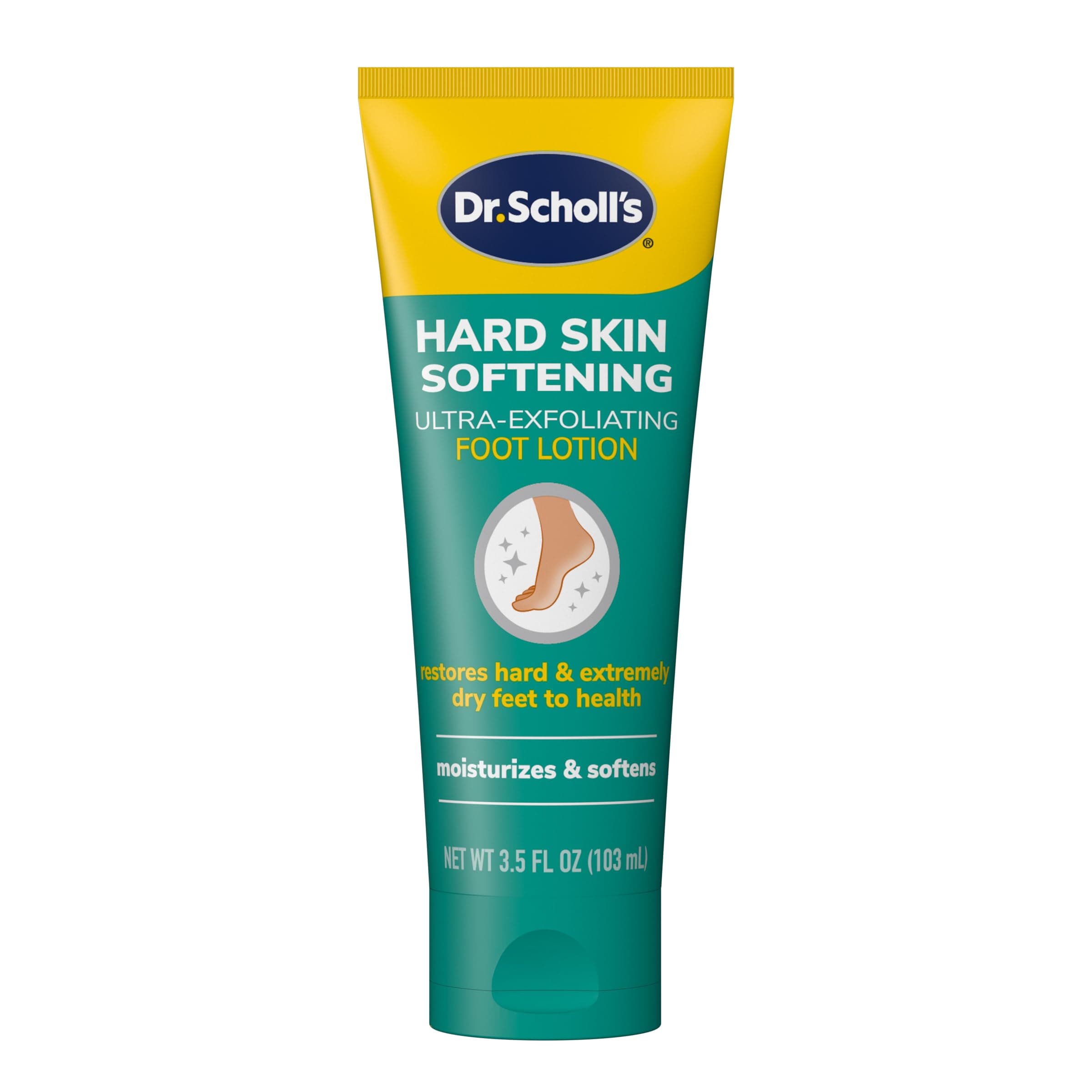 Dr. Scholl's Dry, Flaky Skin Remover Ultra Exfoliating Foot Lotion Cream, 3.5 oz, Moisturizer with Urea for Rough Dry Cracked Feet, Heal and Soothe for Healthy Looking Feet, Intensive Foot Skin Care