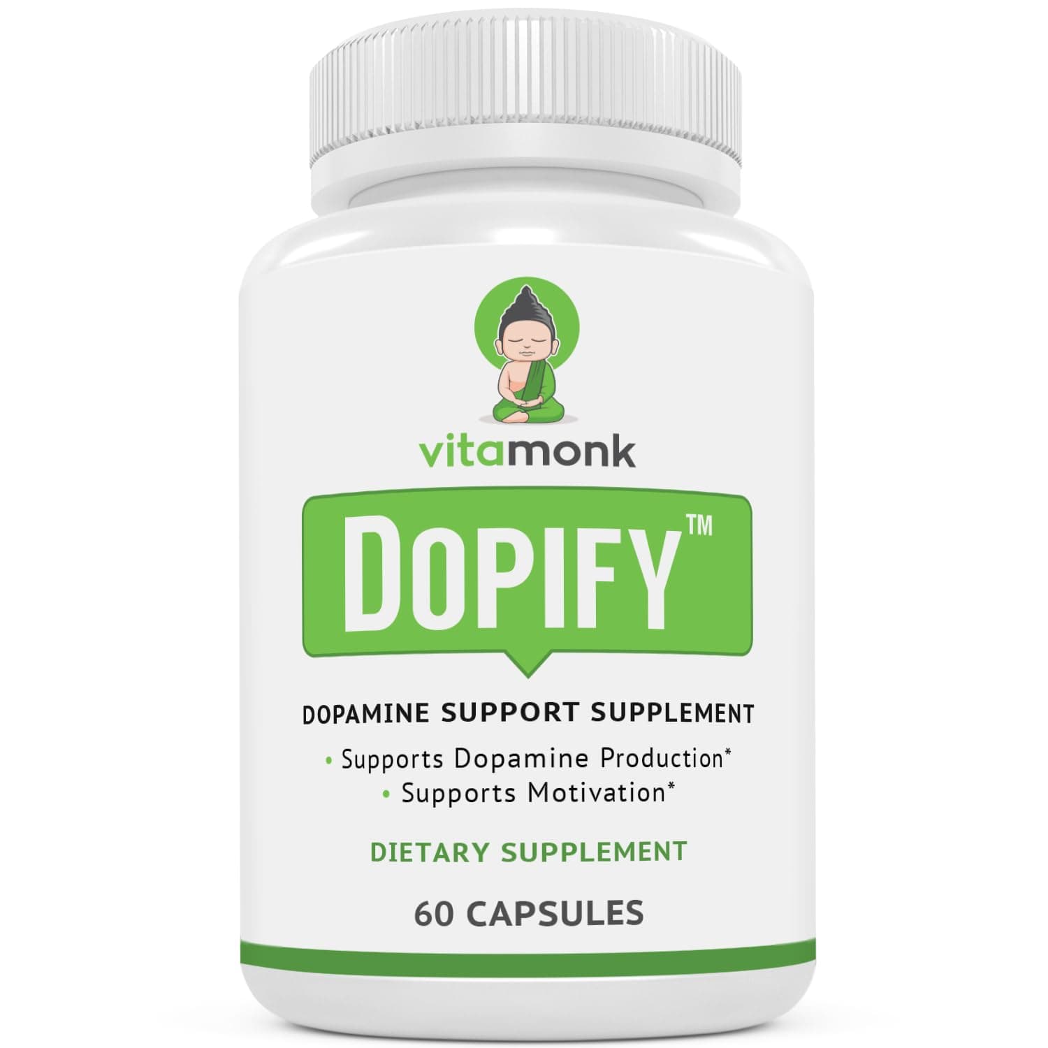 Dopify Dopamine Supplement Dopamine Booster with Uridine Monophosphate, Mucuna Pruriens, L-Theanine, Tyrosine and More - No Artificial Fillers, Just Brain Food - 60 Capsules