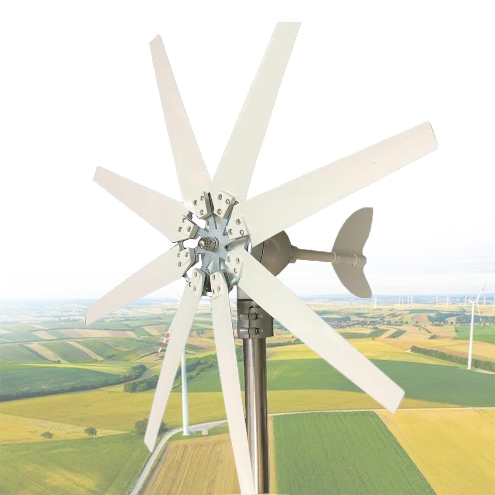 12000W Wind Power Turbine Generator, 8-Blade Windmill Power Generator with Controller, Wind Generator for Home Use,10000W-24V