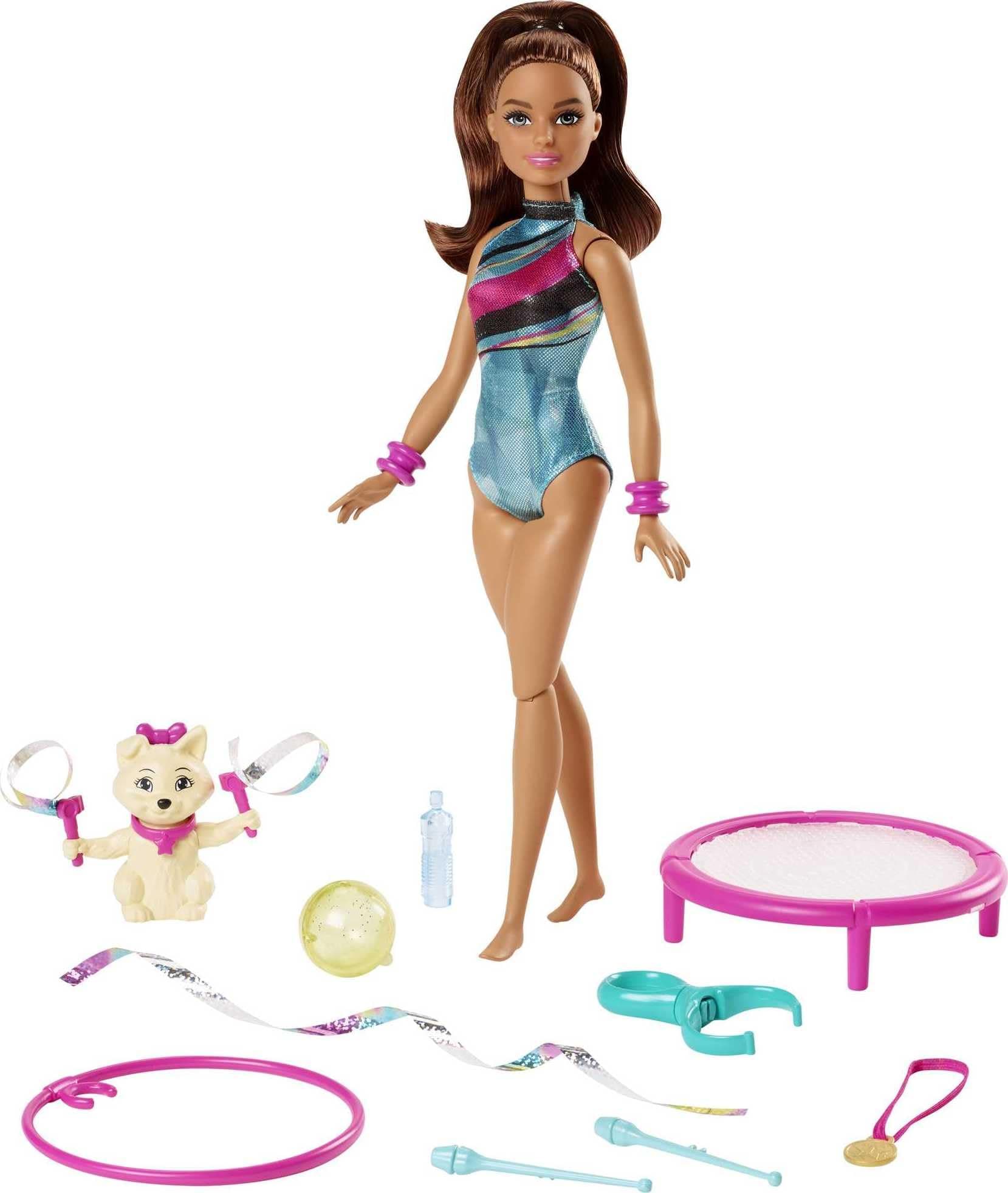 Barbie Dreamhouse Adventures Teresa Spin βn Twirl Gymnast Doll, 11.5-inch Brunette, in Leotard, with Accessories GHK24