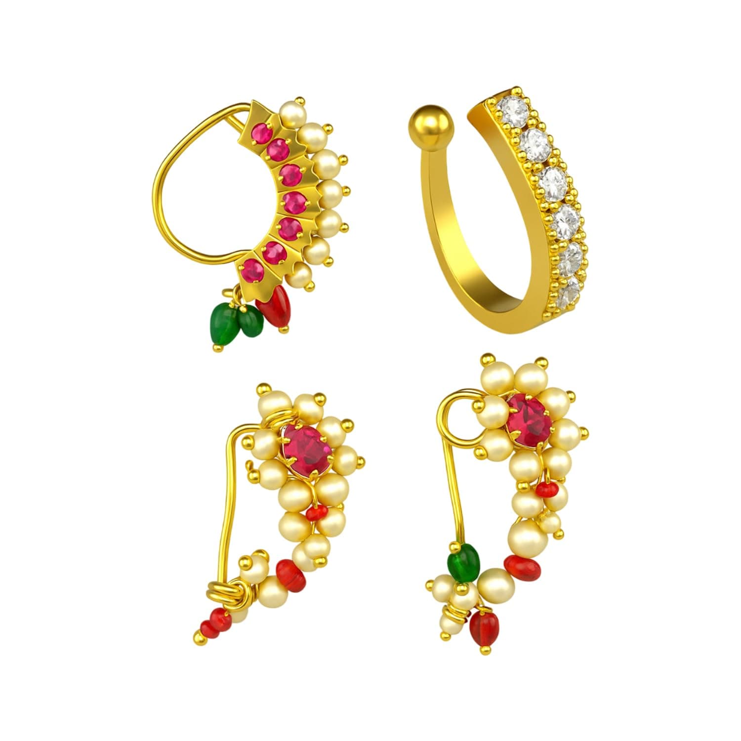 Fashions Maharashtrian jewellery traditional nath nose ring Without Piercing Marathi Nose Pin For Women