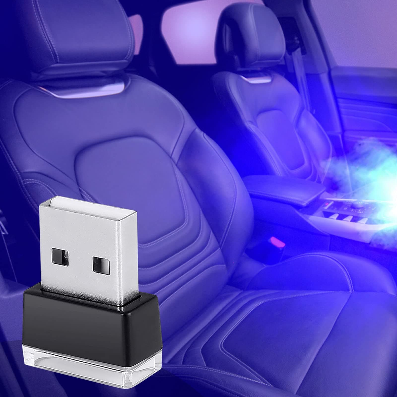 Prevently 1Pc USB Car Interior Atmosphere Lamps, Universal Mini Led USB Interface Plug-in Night Lights for Car Interior Trunk Decor Neon Ambient Atmosphere (Blue)