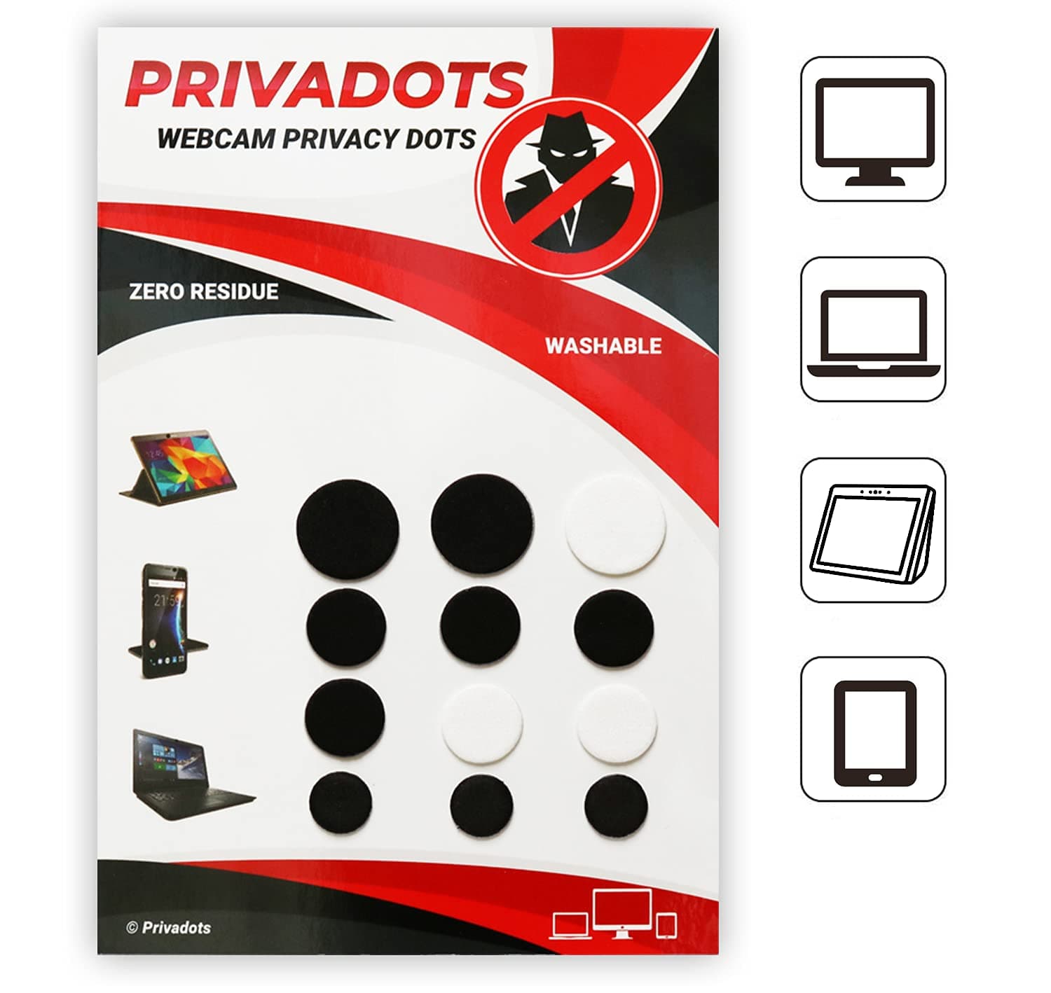 Webcam Sticker Reusable, 0.02in Thin, Soft Surface, Camera Lens Covers for Laptop, Phone, Tablet, Protect Your Privacy (9Black-3White)