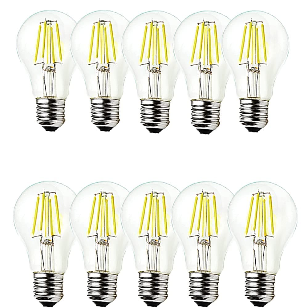 OUGEER Pack of 10 LED E27 A60 LED Filament Bulb Retro Filament Bulbs A60 4W LED Edison Light Bulb Screw Cool White 6500k 400LM 40W Incandescent Equivalent [Energy Class A++]