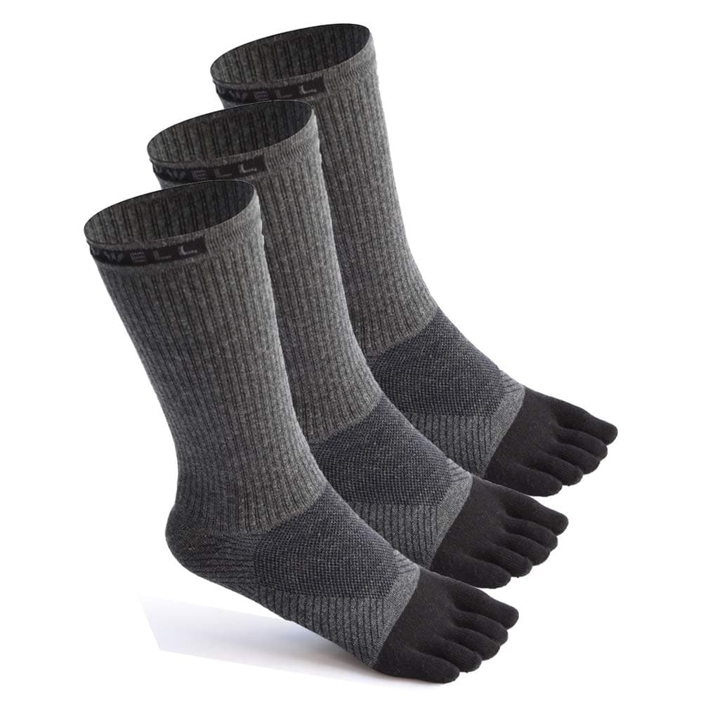VWELL Toe Socks Cotton Athletic Running Five Finger Socks 3 Pairs,Size 7-11
