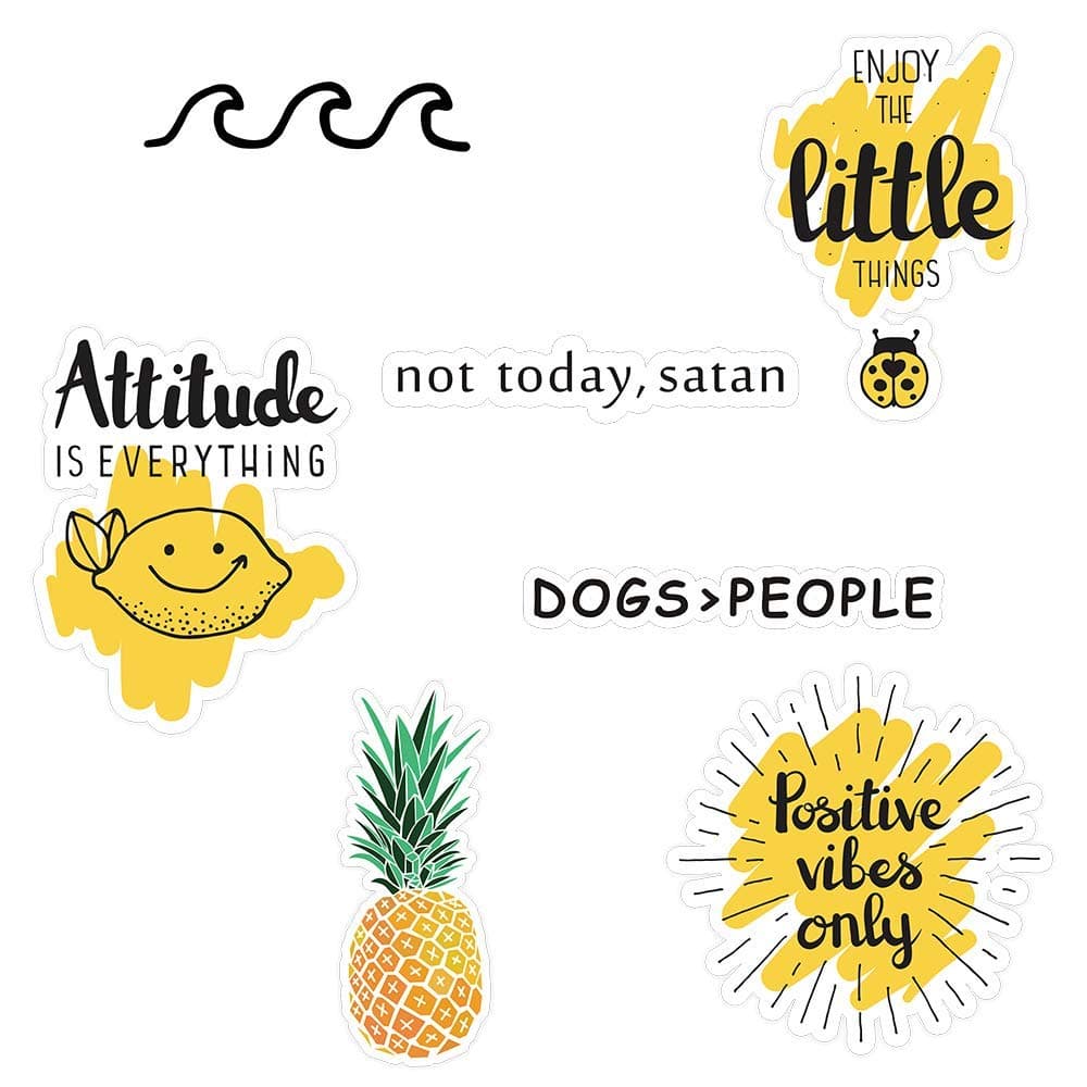 Vsco Cute Stickers for Hydro flasks[10pcs] Cute, Positive, Lovely, Trendy, Aesthetic, Mustard Yellow Sticker for Teen, Girls, Feminists - for Water Bottles Laptop MacBook Computer iPhone iPad Guitar