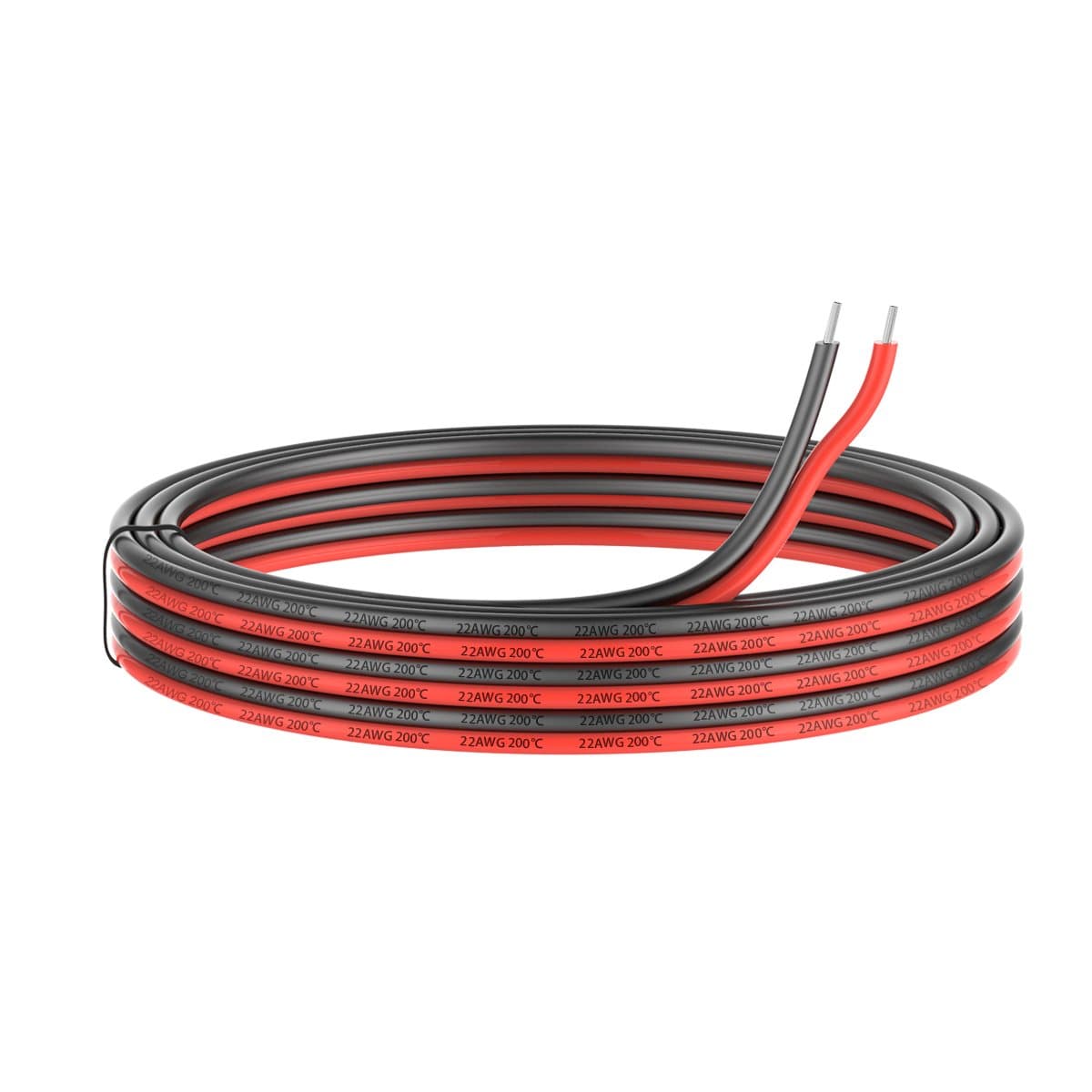 22awg Silicone Electrical Wire 2 Cores Wire line 50ft [Black 25ft Red 25ft] 22 Gauge Soft and Flexible Hook Up Oxygen Free Strands Tinned Copper Wire